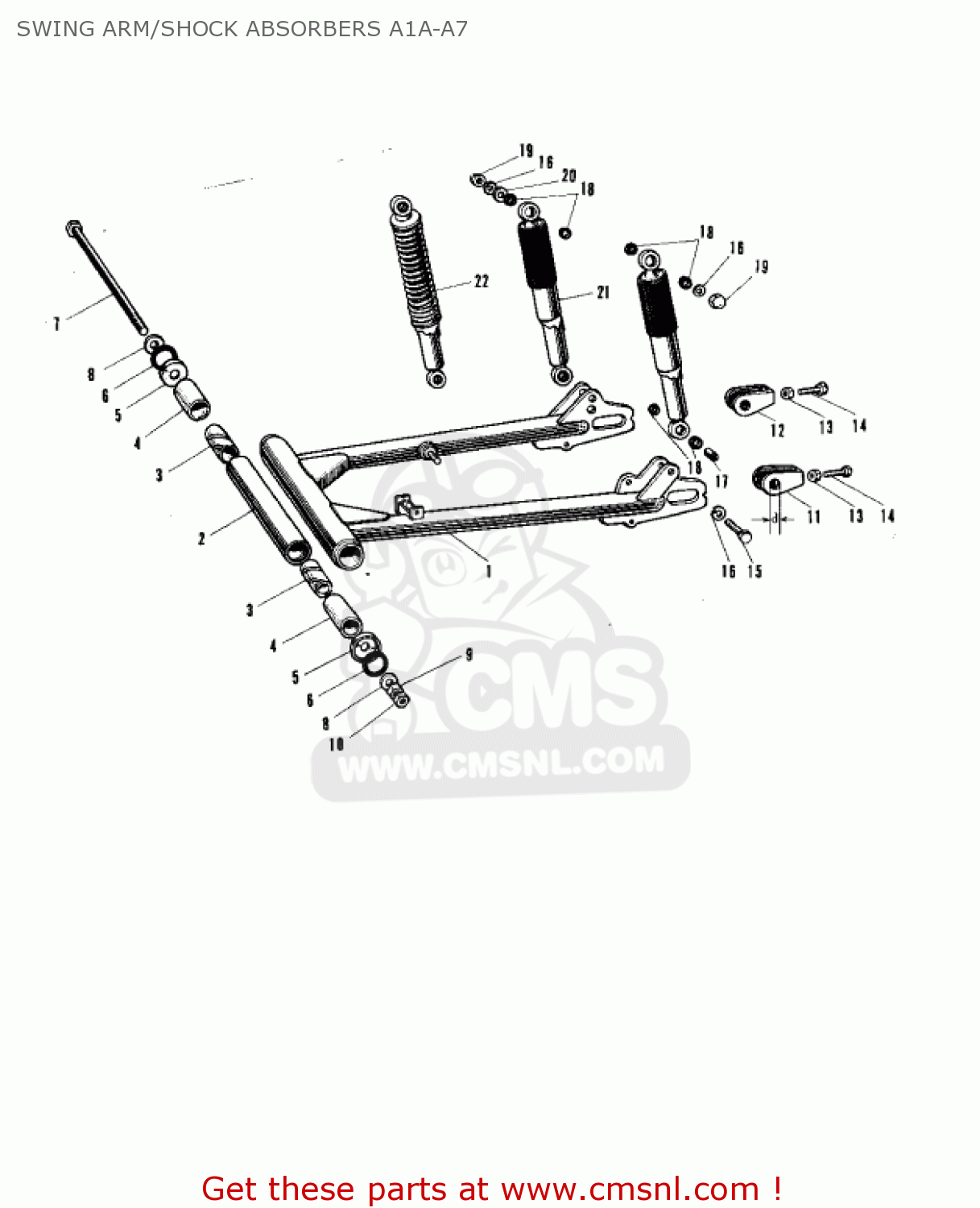 SWING ARM/SHOCK ABSORBERS A1A-A7 A1A SAMURAI 1970 EUROPE USA