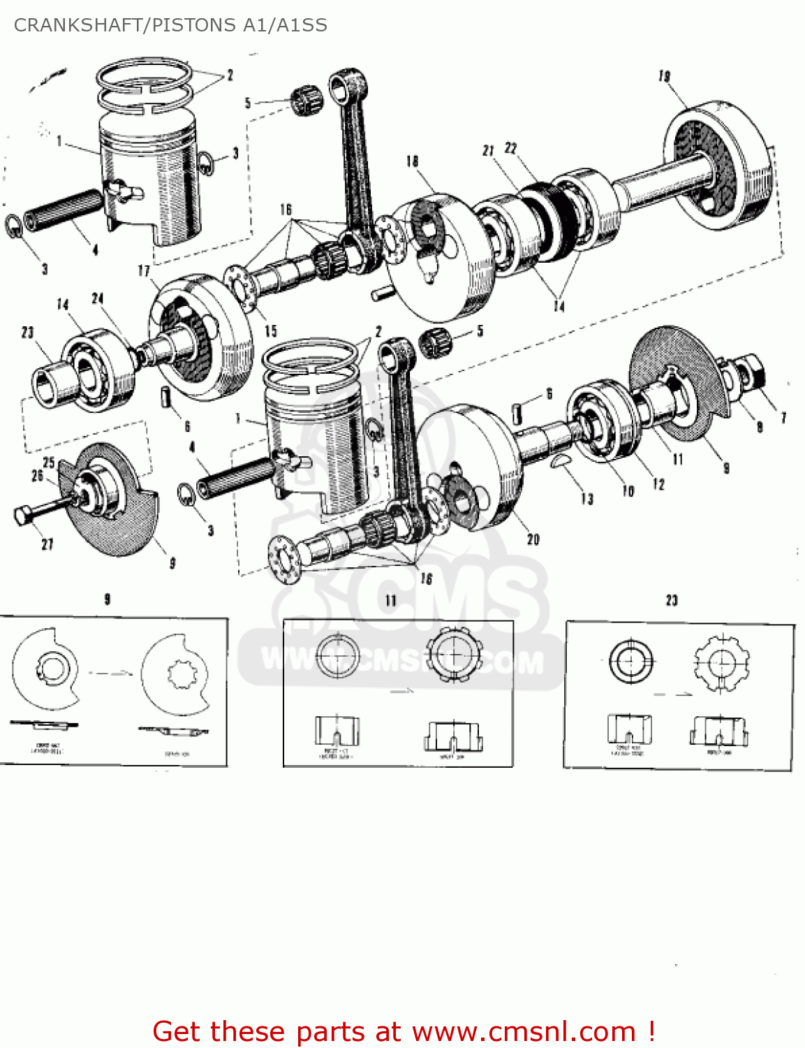 Kawasaki A1SS SAMURAI 1969 EUROPE USA CRANKSHAFT/PISTONS A1/A1SS - buy ...