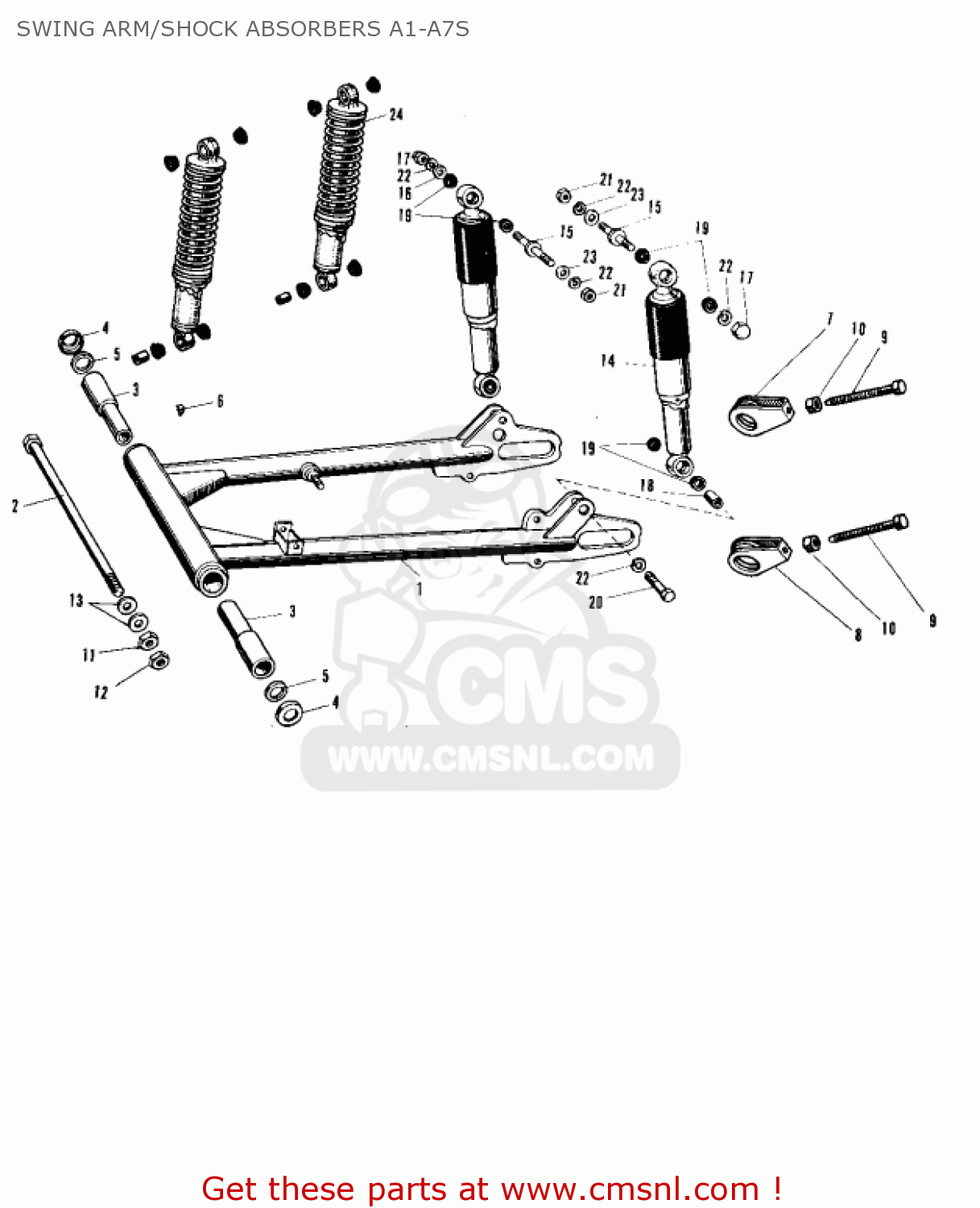 SWING ARM/SHOCK ABSORBERS A1-A7S A1SSA SAMURAI 1970 EUROPE USA