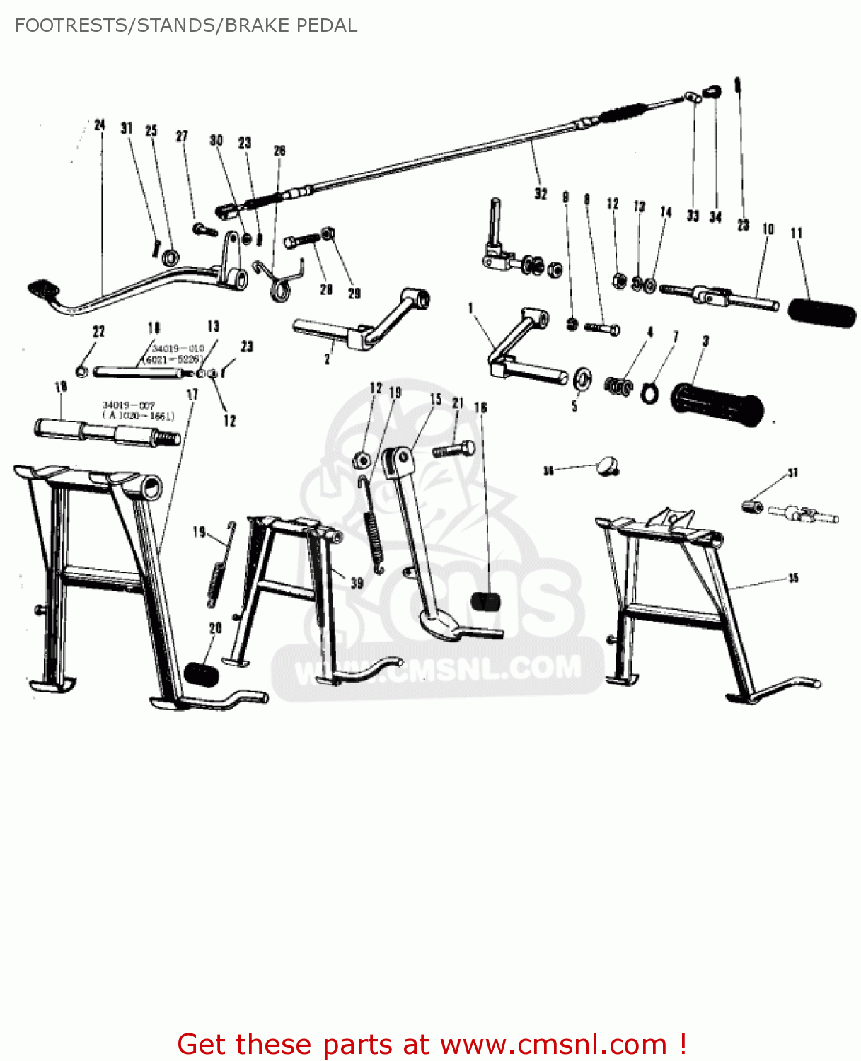 FOOTRESTS/STANDS/BRAKE PEDAL A7B AVENGER 1971 USA