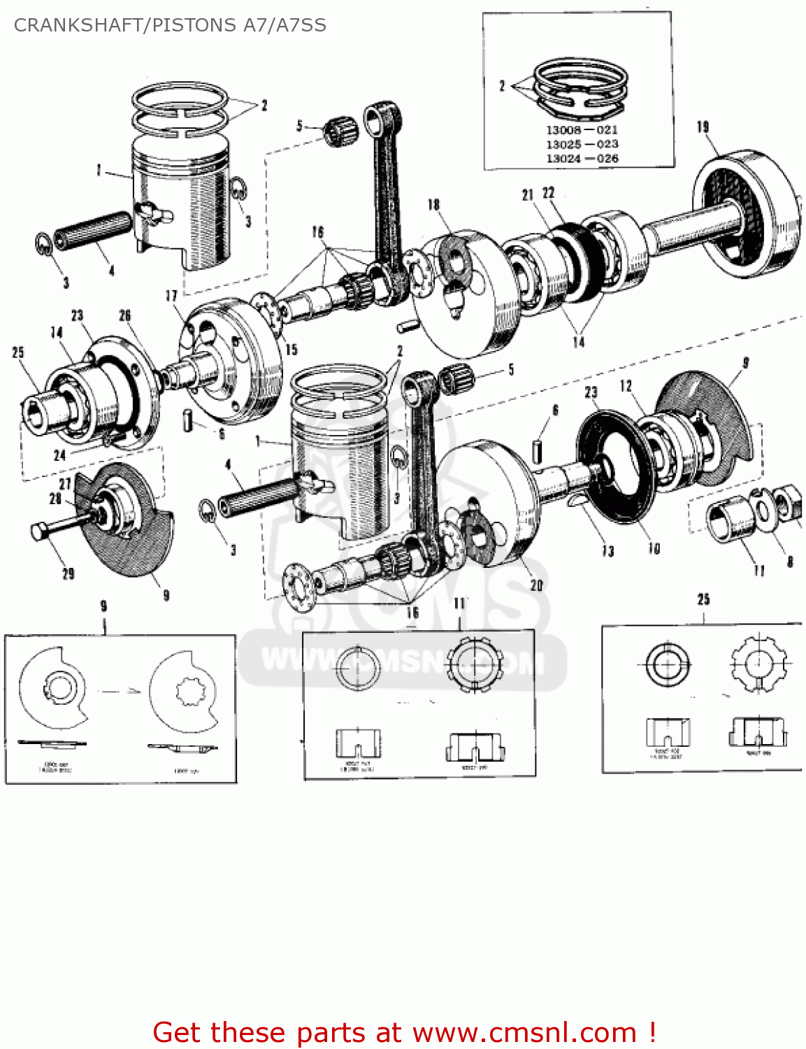 CRANKSHAFT/PISTONS A7/A7SS A7SS AVENGER 1968 USA