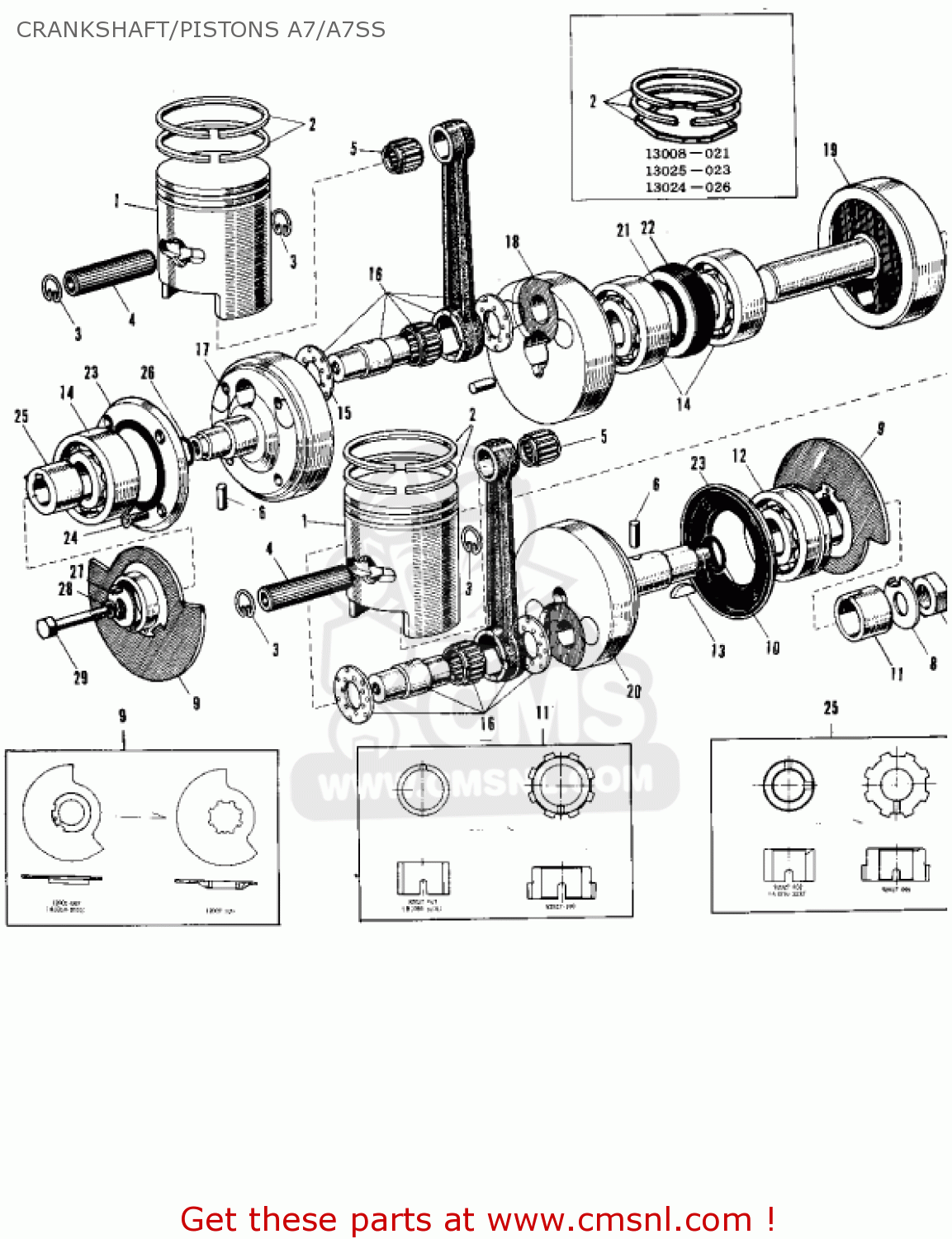 CRANKSHAFT/PISTONS A7/A7SS A7SSA AVENGER 1970 USA