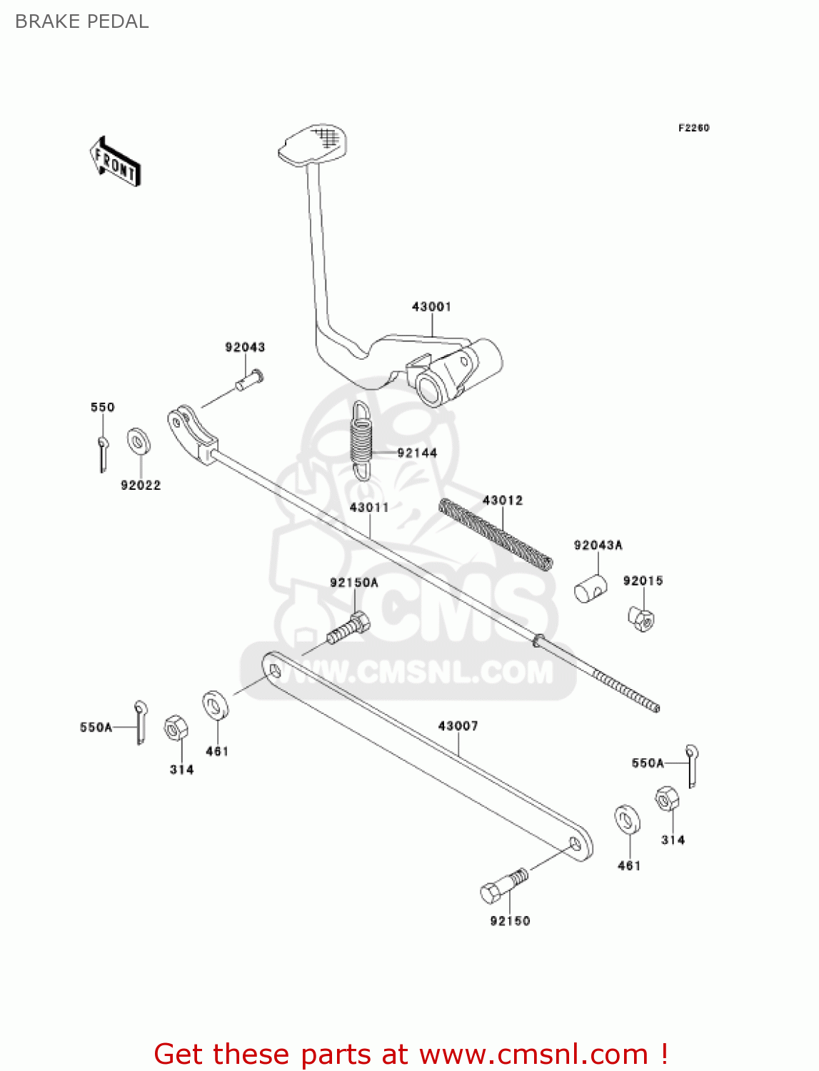 BRAKE PEDAL AN110D3 KAZER 2001 CANADA