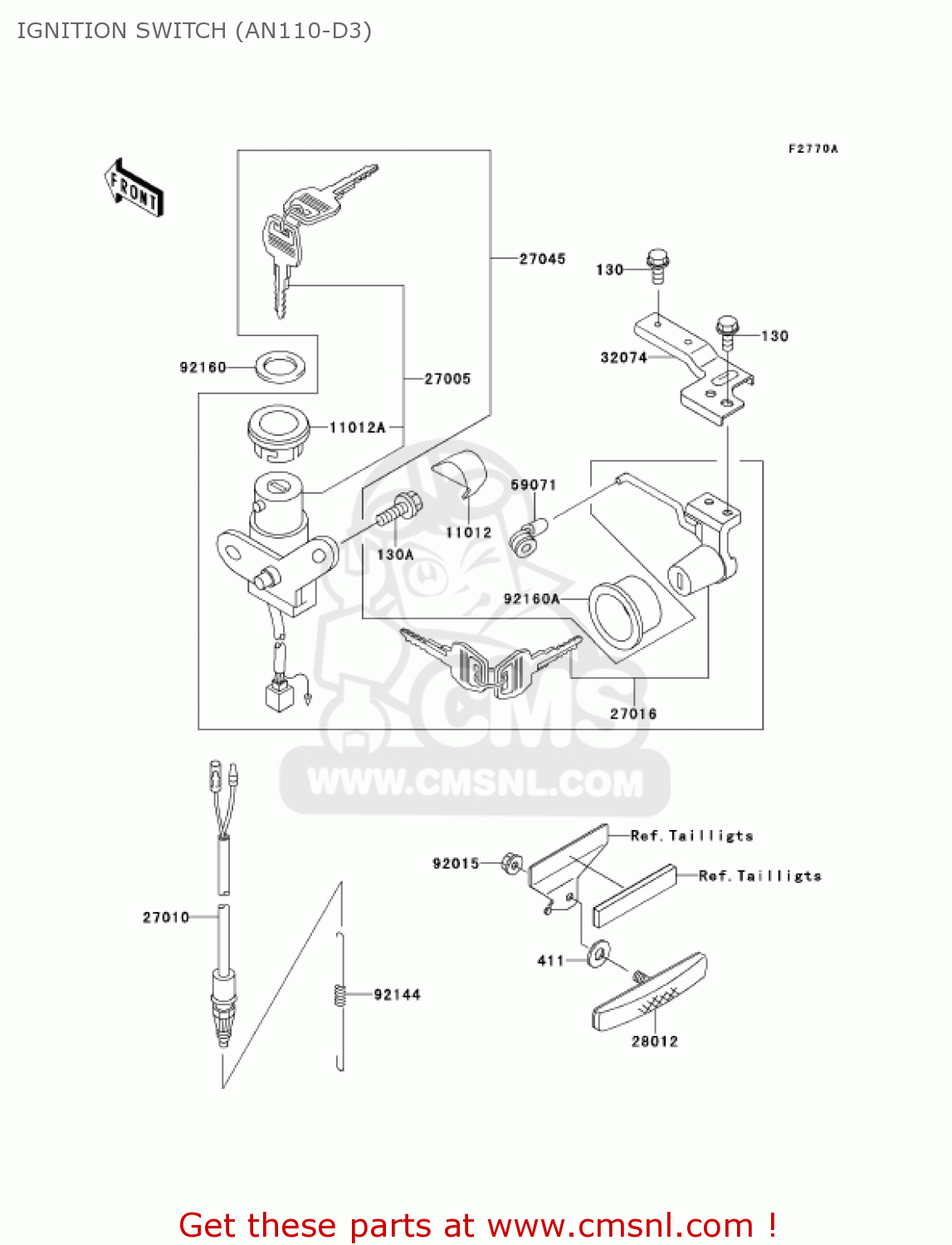 IGNITION SWITCH (AN110-D3) AN110D3 KAZER 2001 CANADA