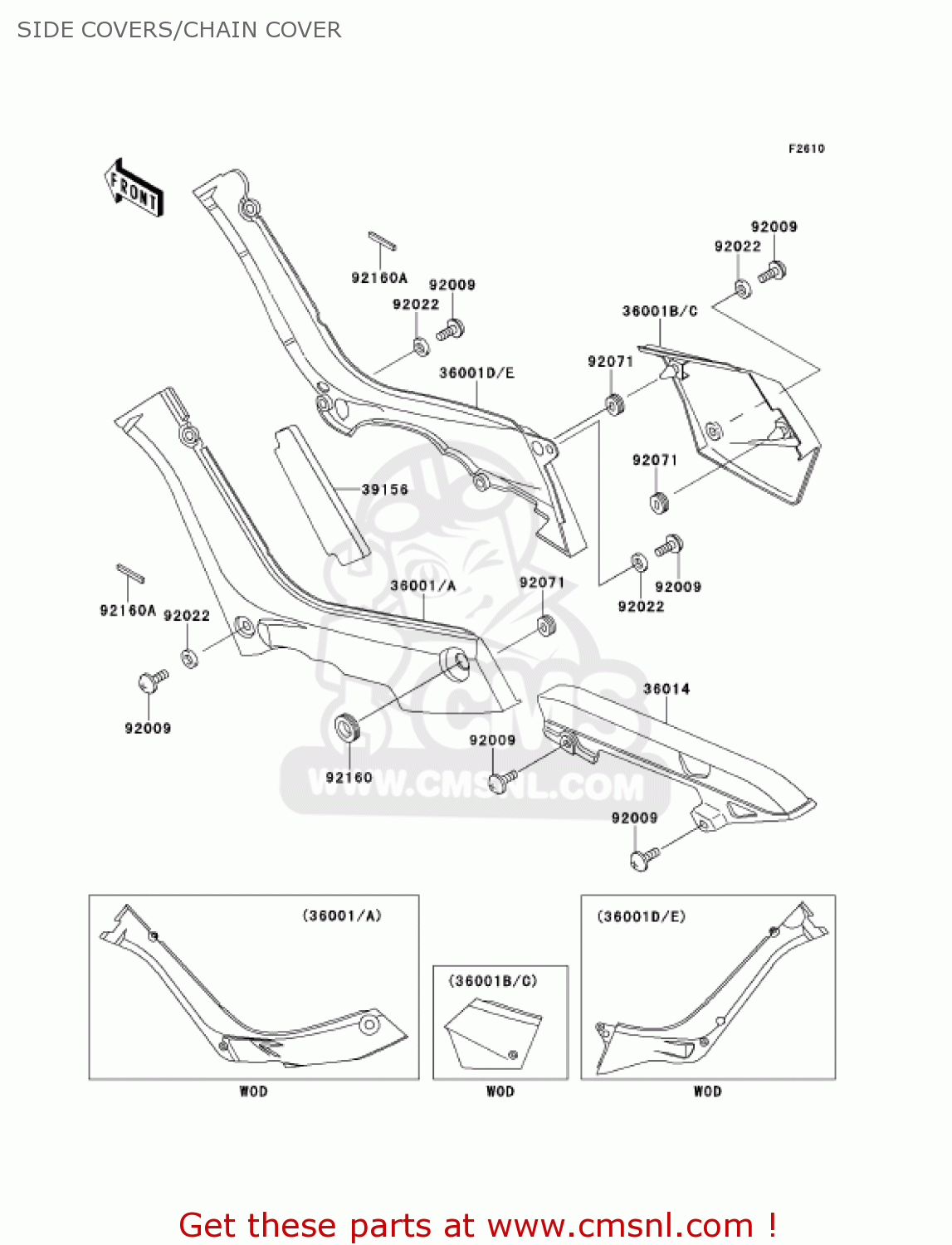 SIDE COVERS/CHAIN COVER AN110D3 KAZER 2001 CANADA
