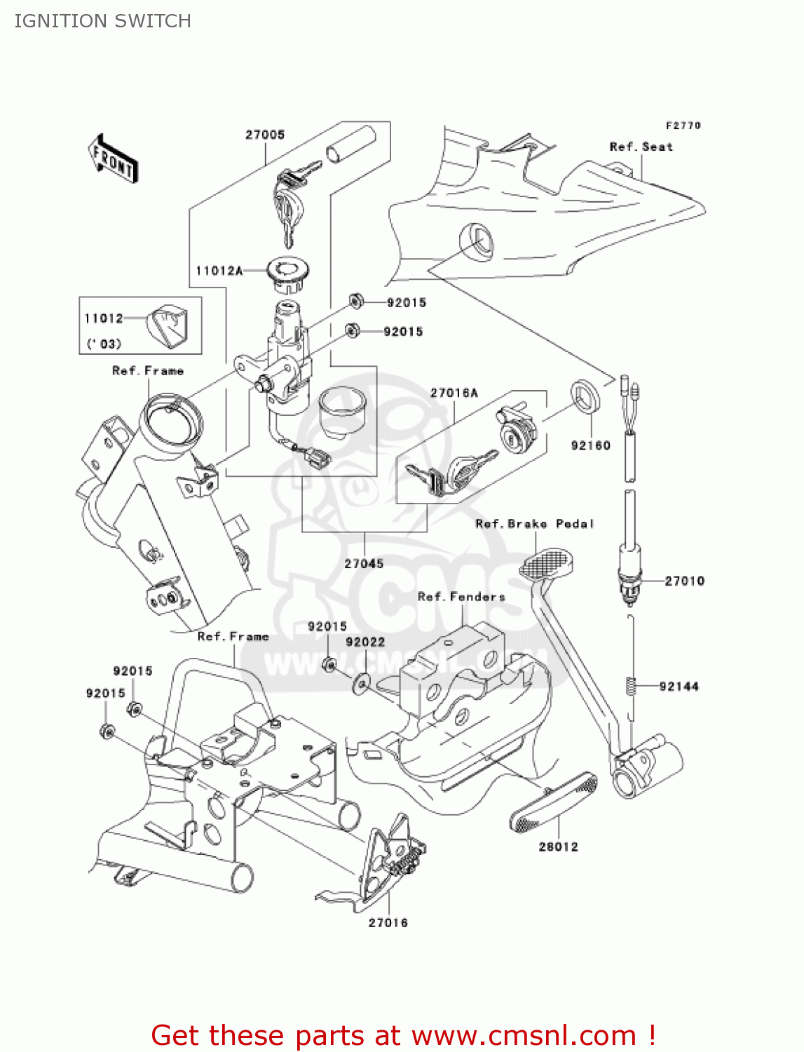 IGNITION SWITCH AN112D2 KAZER 2003 CANADA
