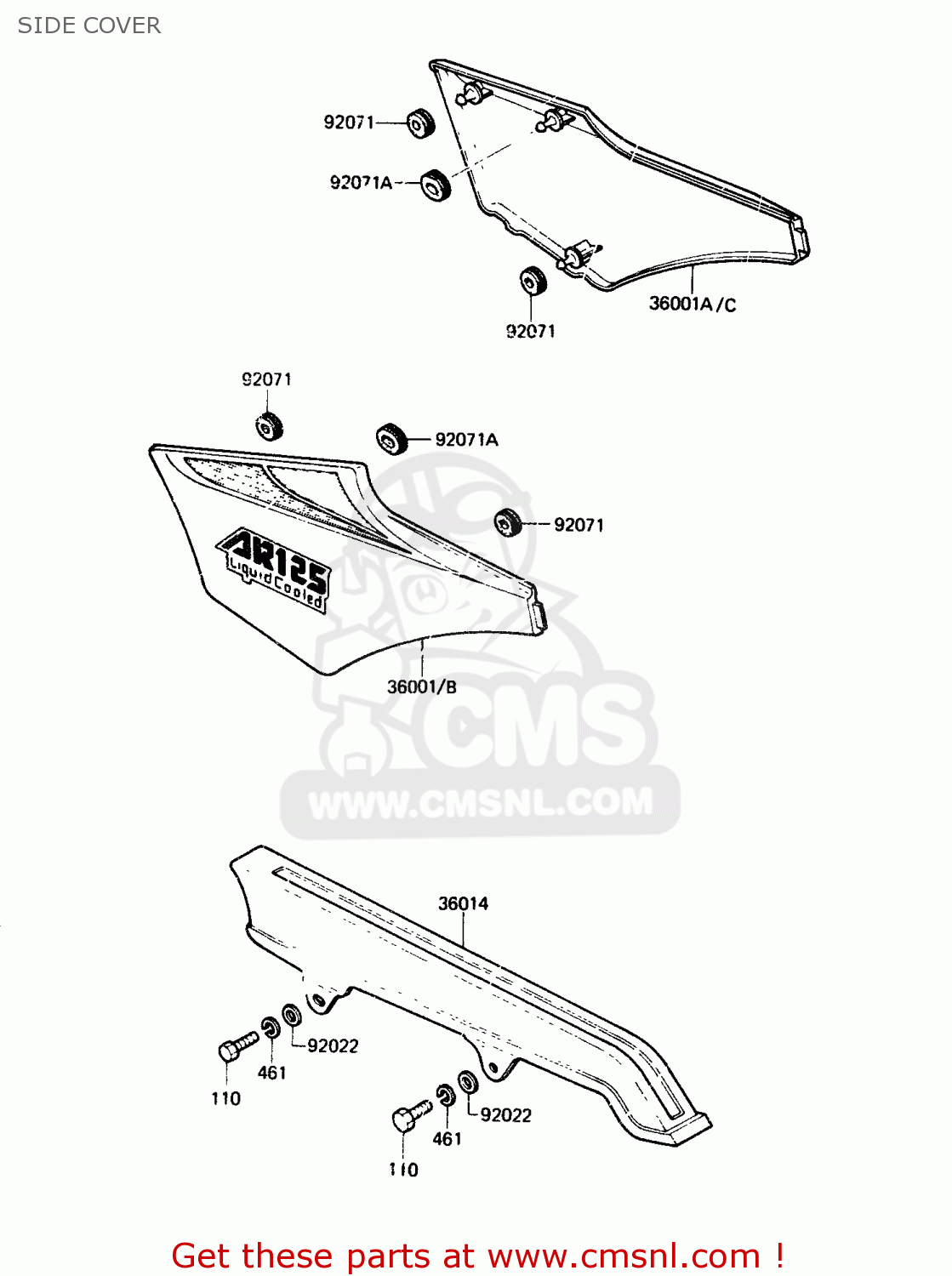 SIDE COVER AR125A1A 1983 EUROPE UK FR SD ST