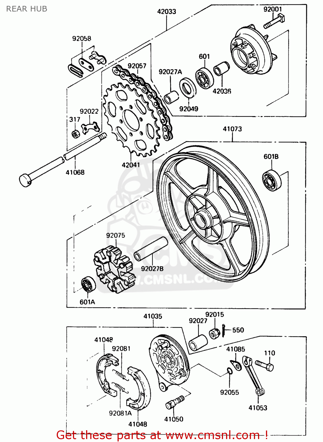 REAR HUB AR125A1A 1983 EUROPE UK FR SD ST
