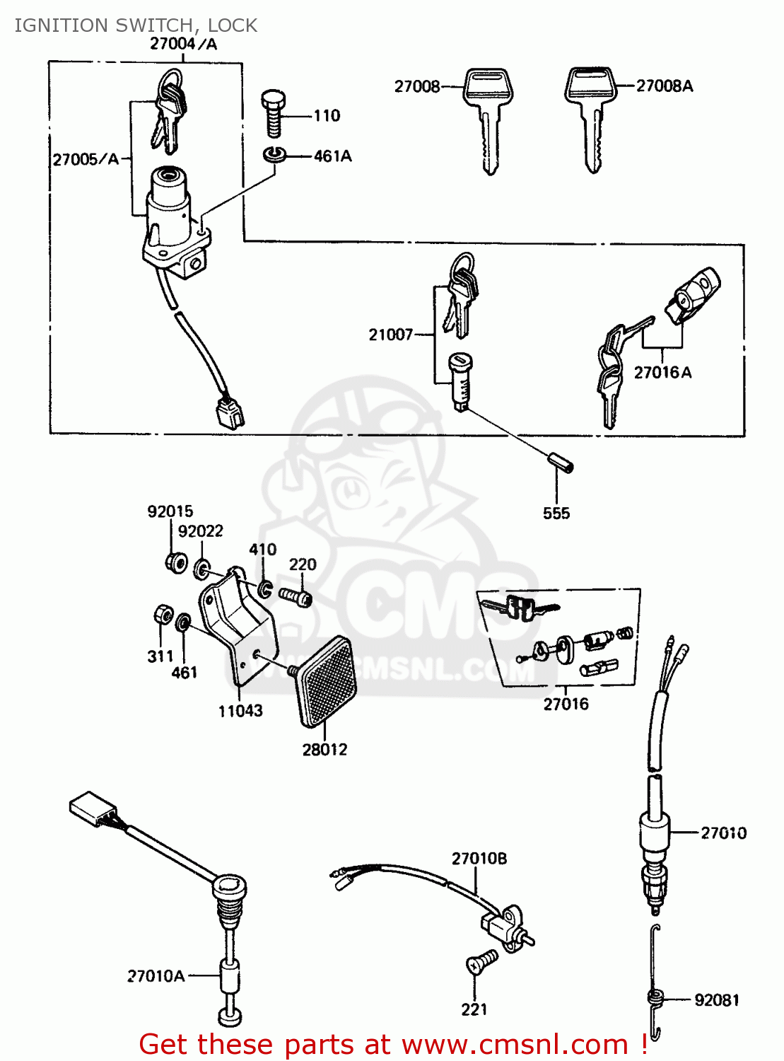 IGNITION SWITCH, LOCK AR125A1A 1983 EUROPE UK FR SD ST