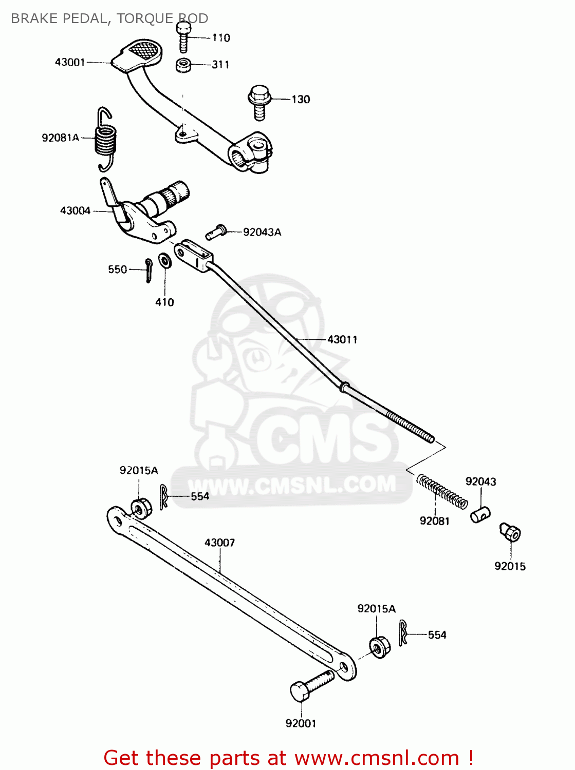 BRAKE PEDAL, TORQUE ROD AR125A1A 1983 EUROPE UK FR SD ST