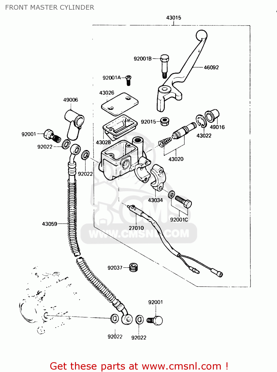 FRONT MASTER CYLINDER AR125A1A 1983 EUROPE UK FR SD ST