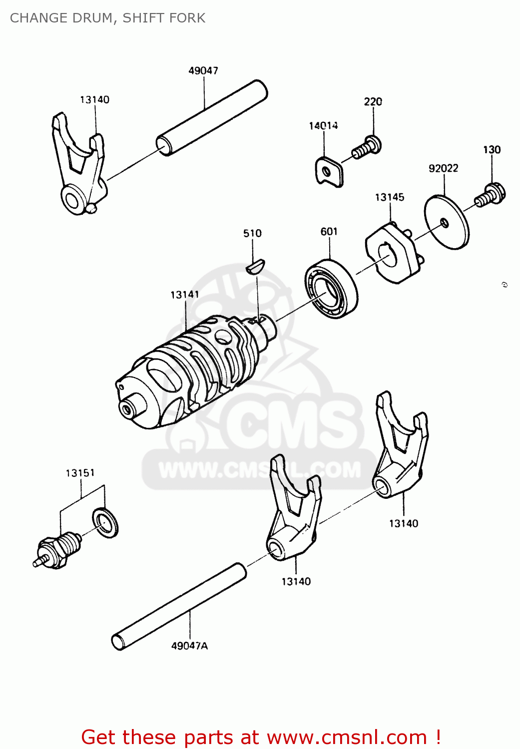 CHANGE DRUM, SHIFT FORK AR125A1A 1983 EUROPE UK FR SD ST