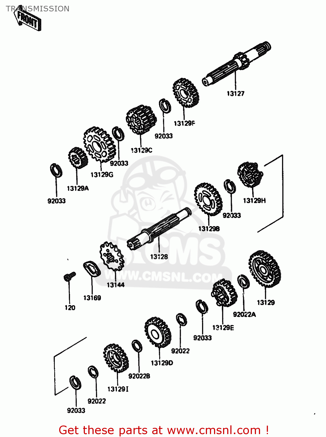 Kawasaki AR125A3 1985 UNITED KINGDOM FR GR ST SD TRANSMISSION - buy ...