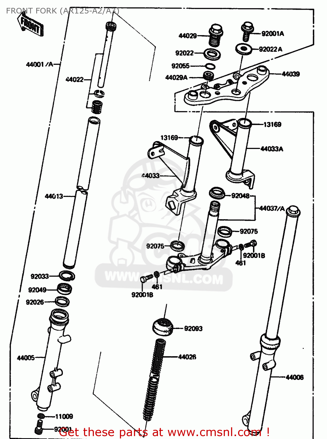 FRONT FORK (AR125-A2/A3) AR125A3 1985 UNITED KINGDOM FR GR ST SD
