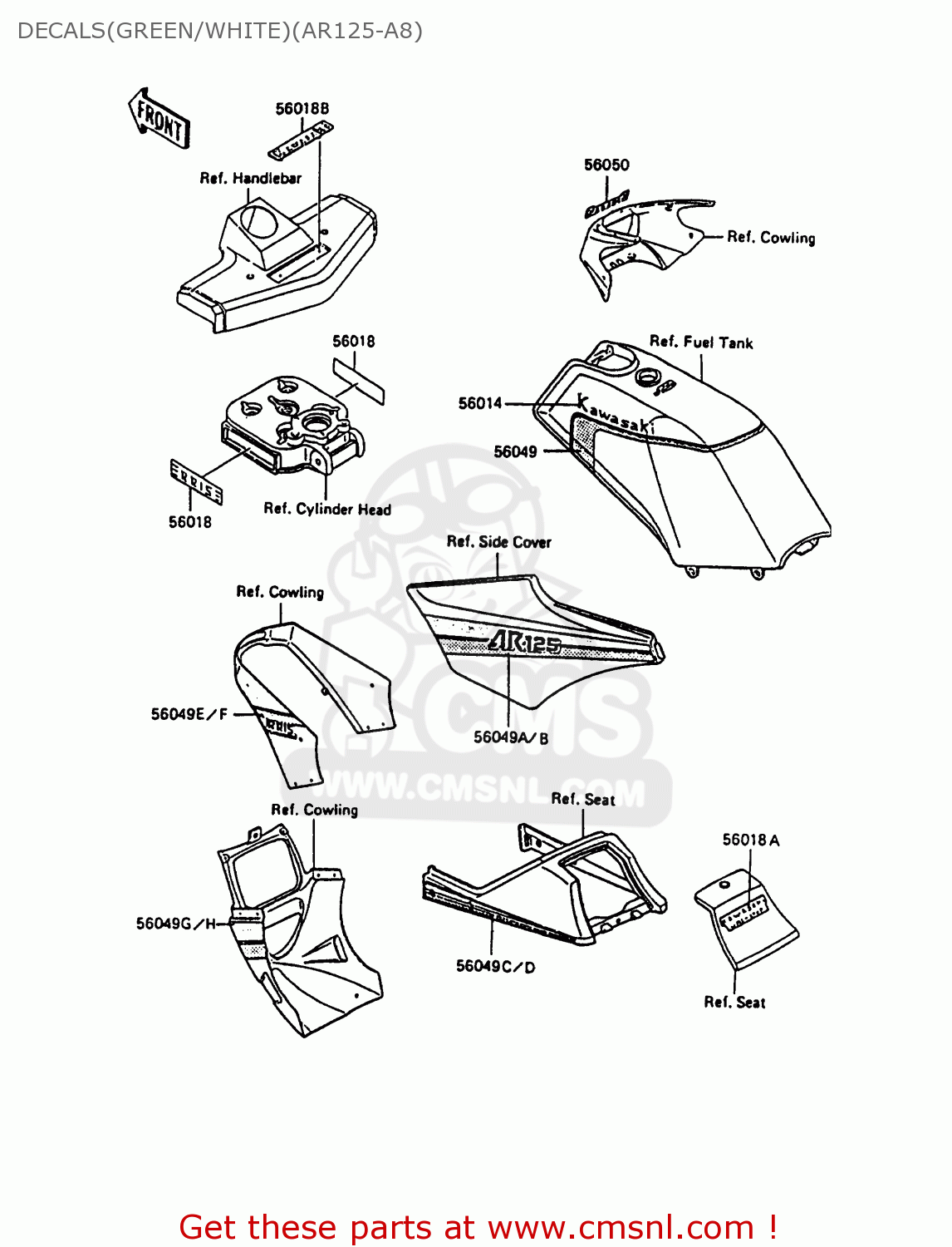 DECALS(GREEN/WHITE)(AR125-A8) AR125A8 1990 UNITED KINGDOM GR NR