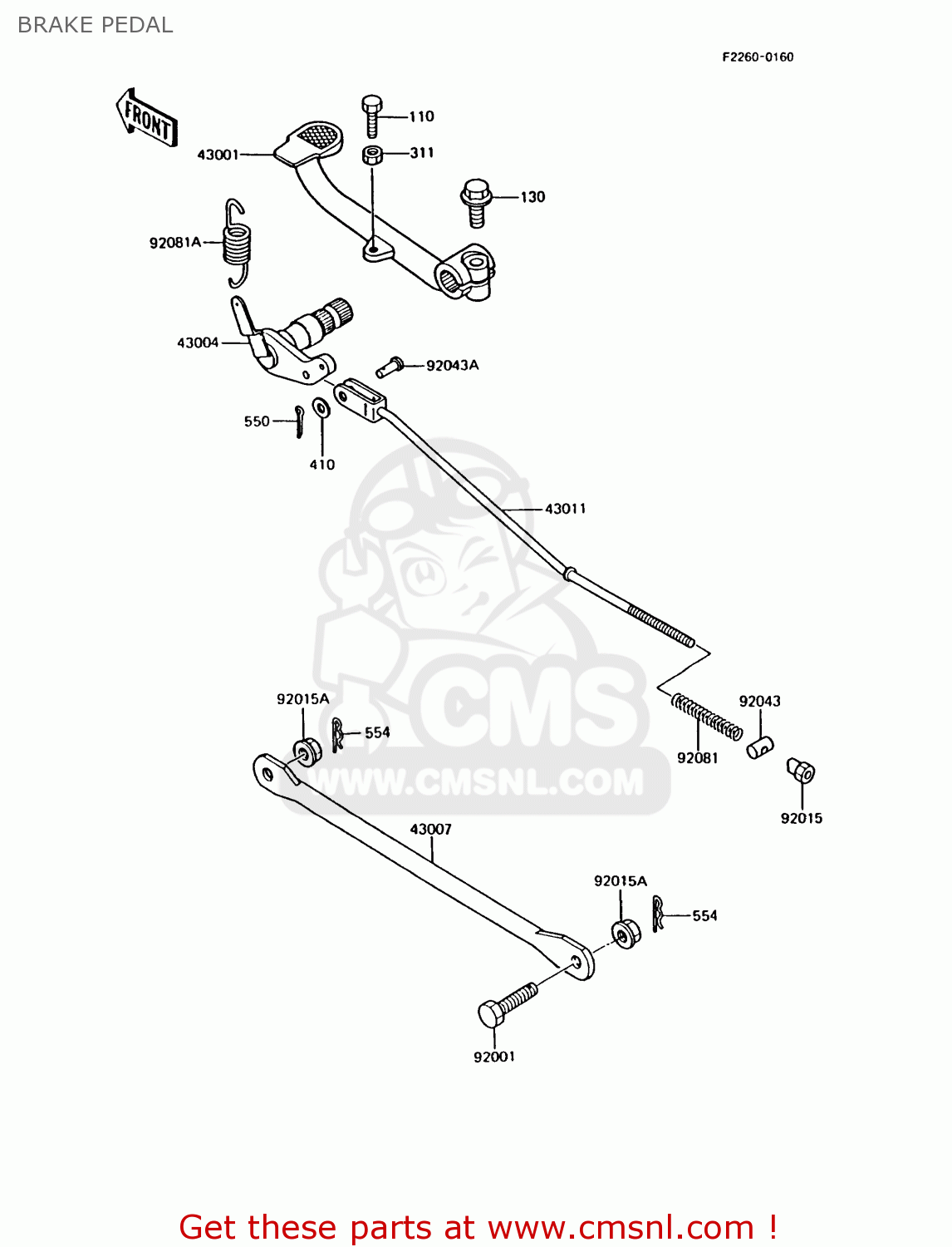 BRAKE PEDAL AR125B7 1990 UNITED KINGDOM