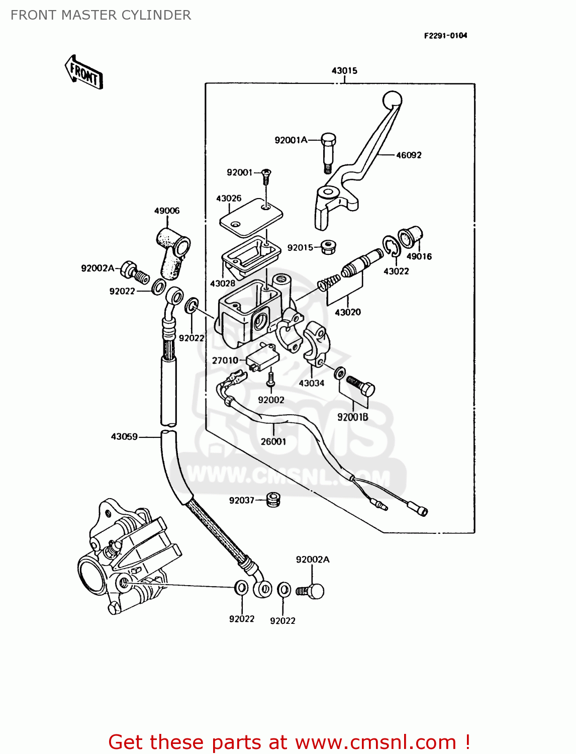 FRONT MASTER CYLINDER AR125B8 1991 UNITED KINGDOM