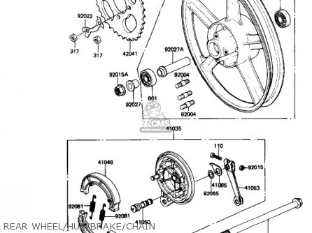 REAR WHEEL/HUB/BRAKE/CHAIN - AR50A1 1982 USA