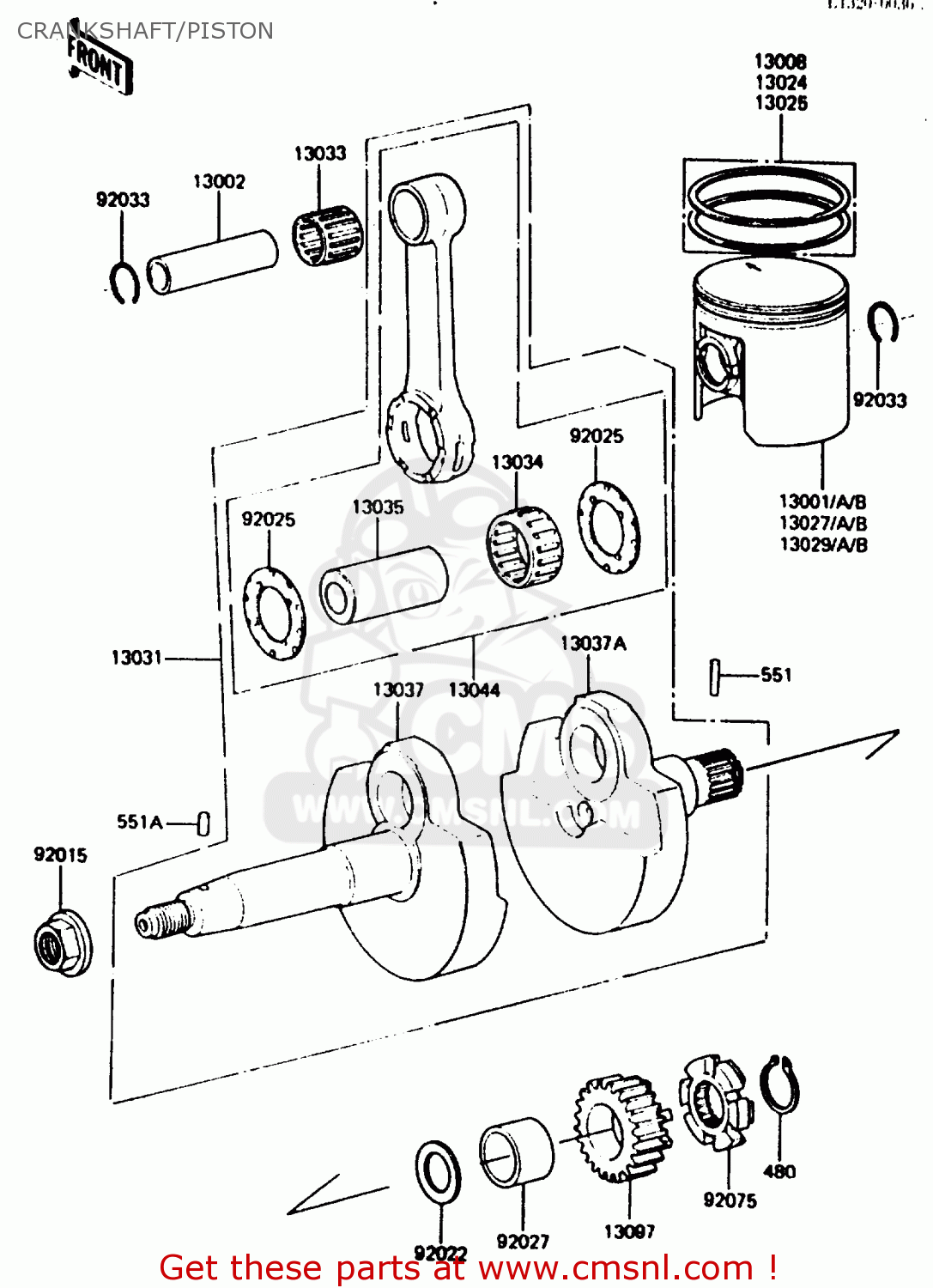 CRANKSHAFT/PISTON AR50C3 1985 EUROPE UK GR ST