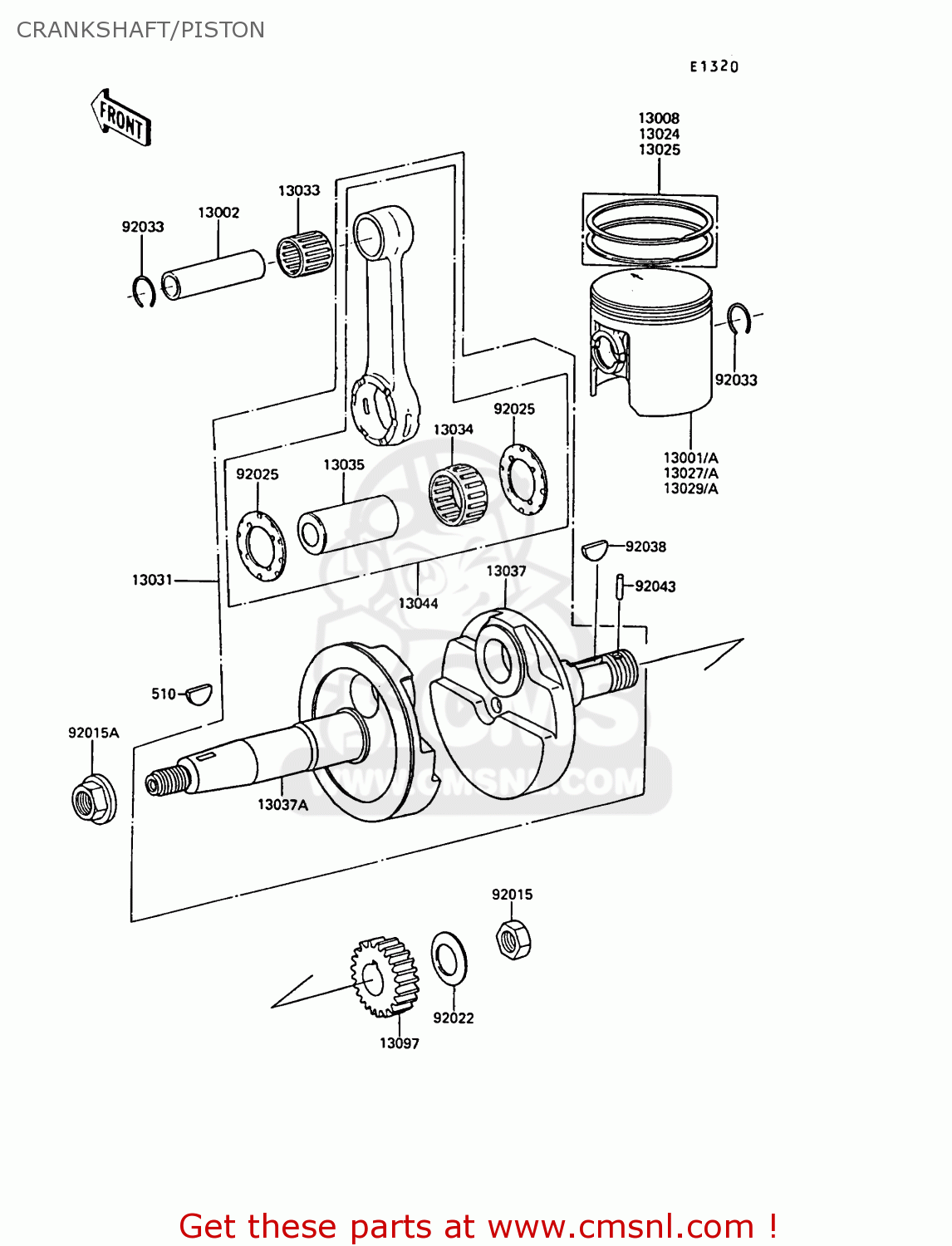 CRANKSHAFT/PISTON AR50C7 1989 EUROPE UK NL GR SA