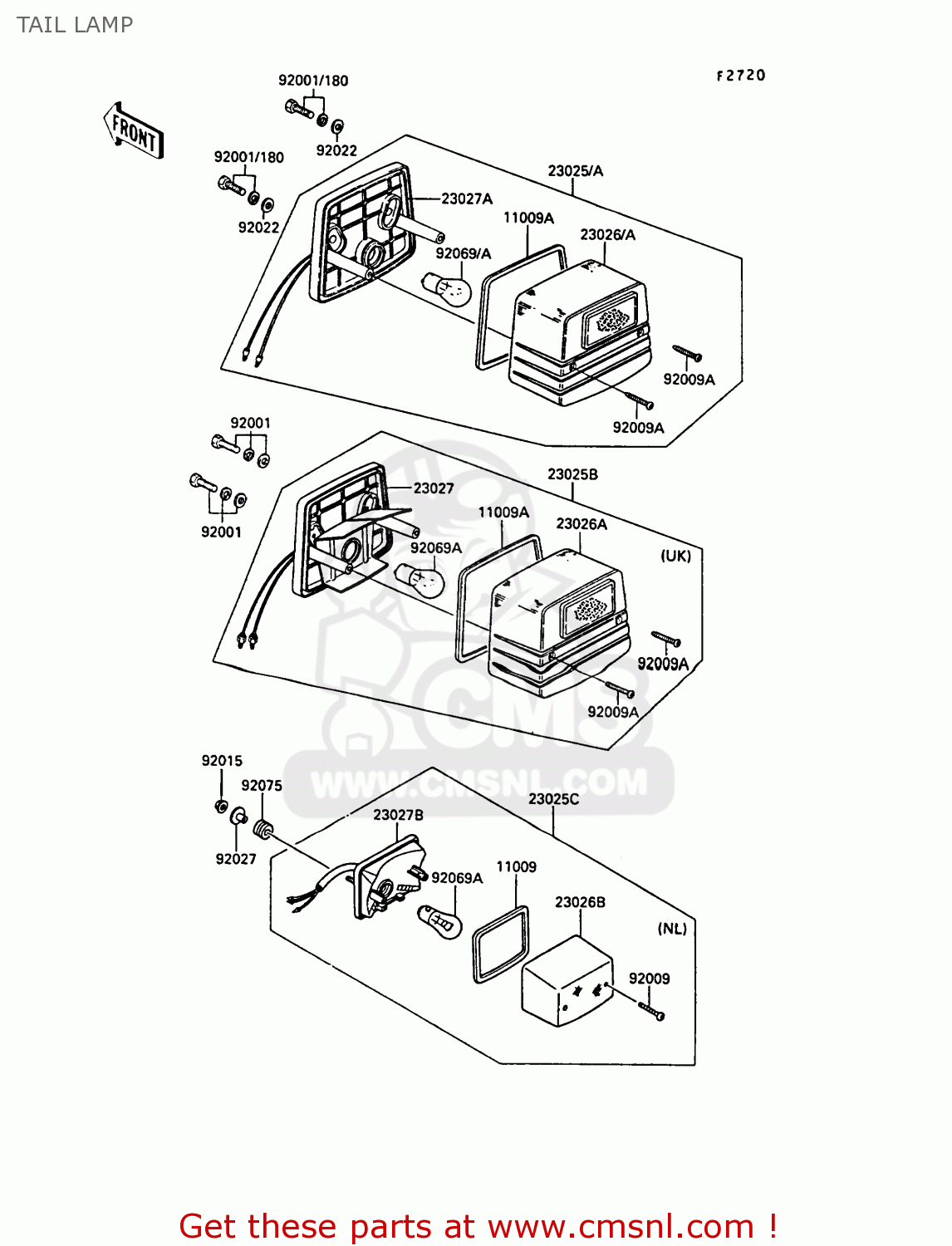 TAIL LAMP AR50C8 1990 EUROPE UK NL GR SA