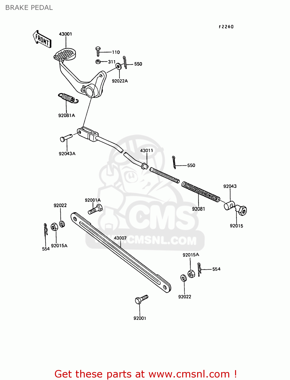 BRAKE PEDAL AR50C9 1991 EUROPE UK NL GR