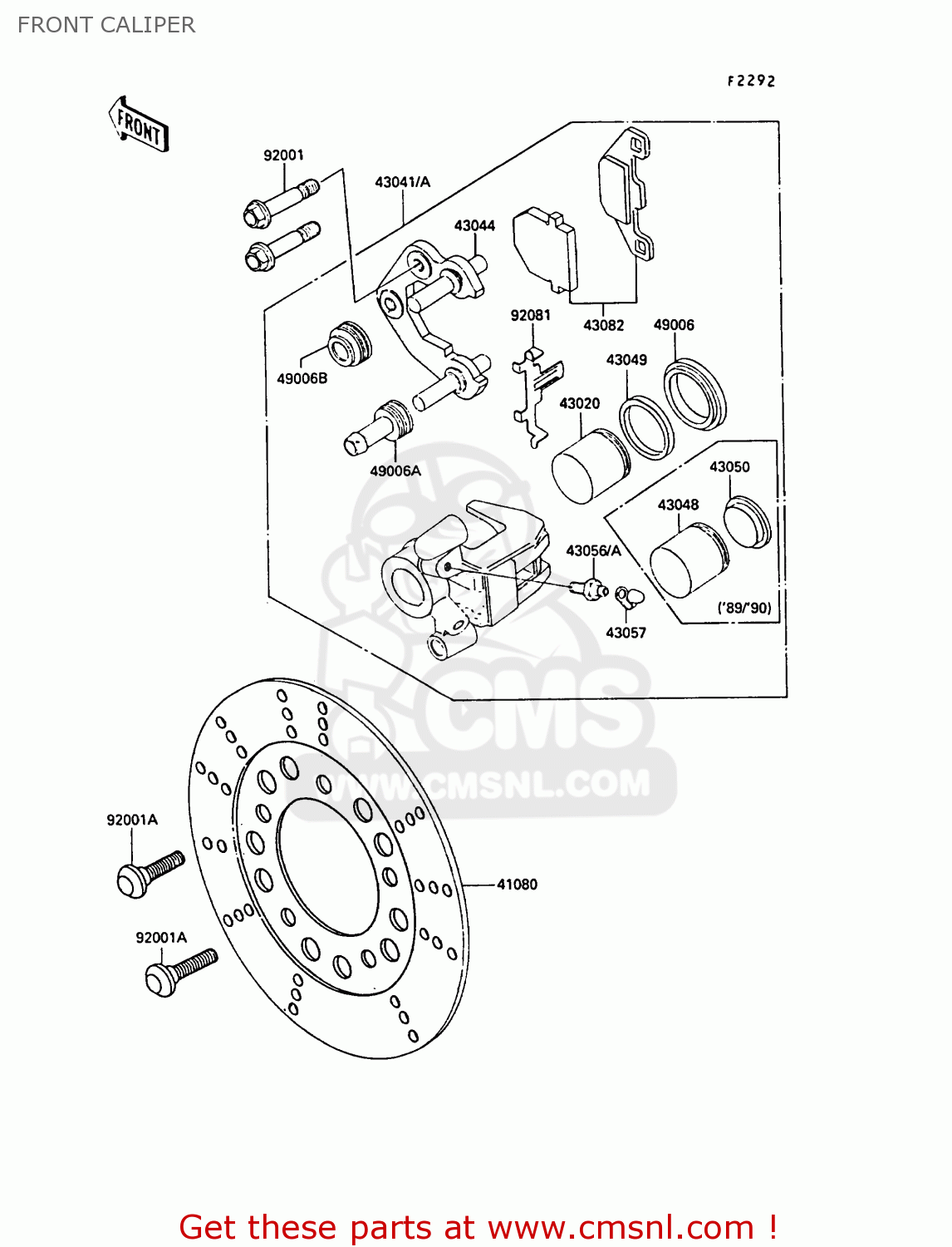 FRONT CALIPER AR50C9 1991 EUROPE UK NL GR