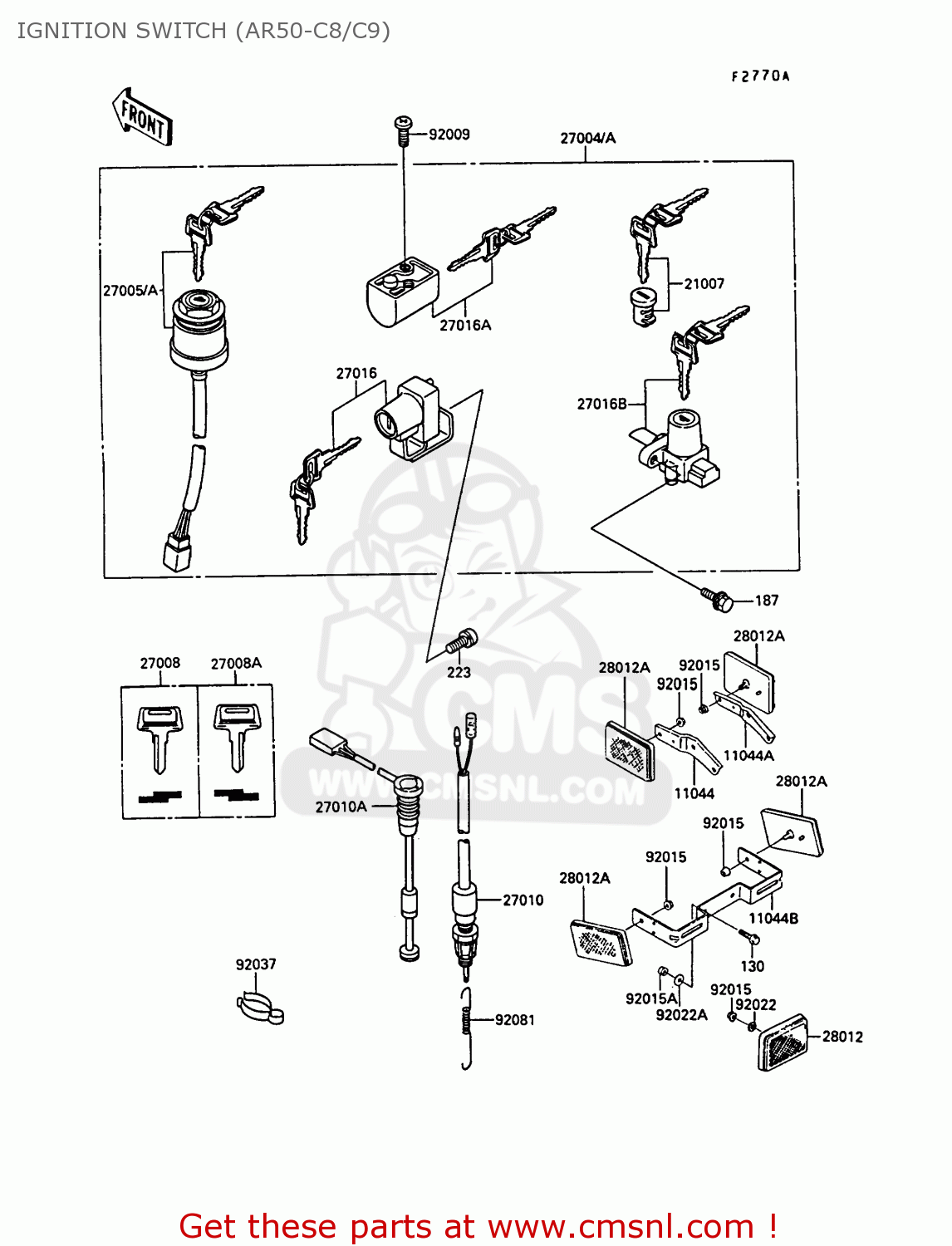 IGNITION SWITCH (AR50-C8/C9) AR50C9 1991 EUROPE UK NL GR