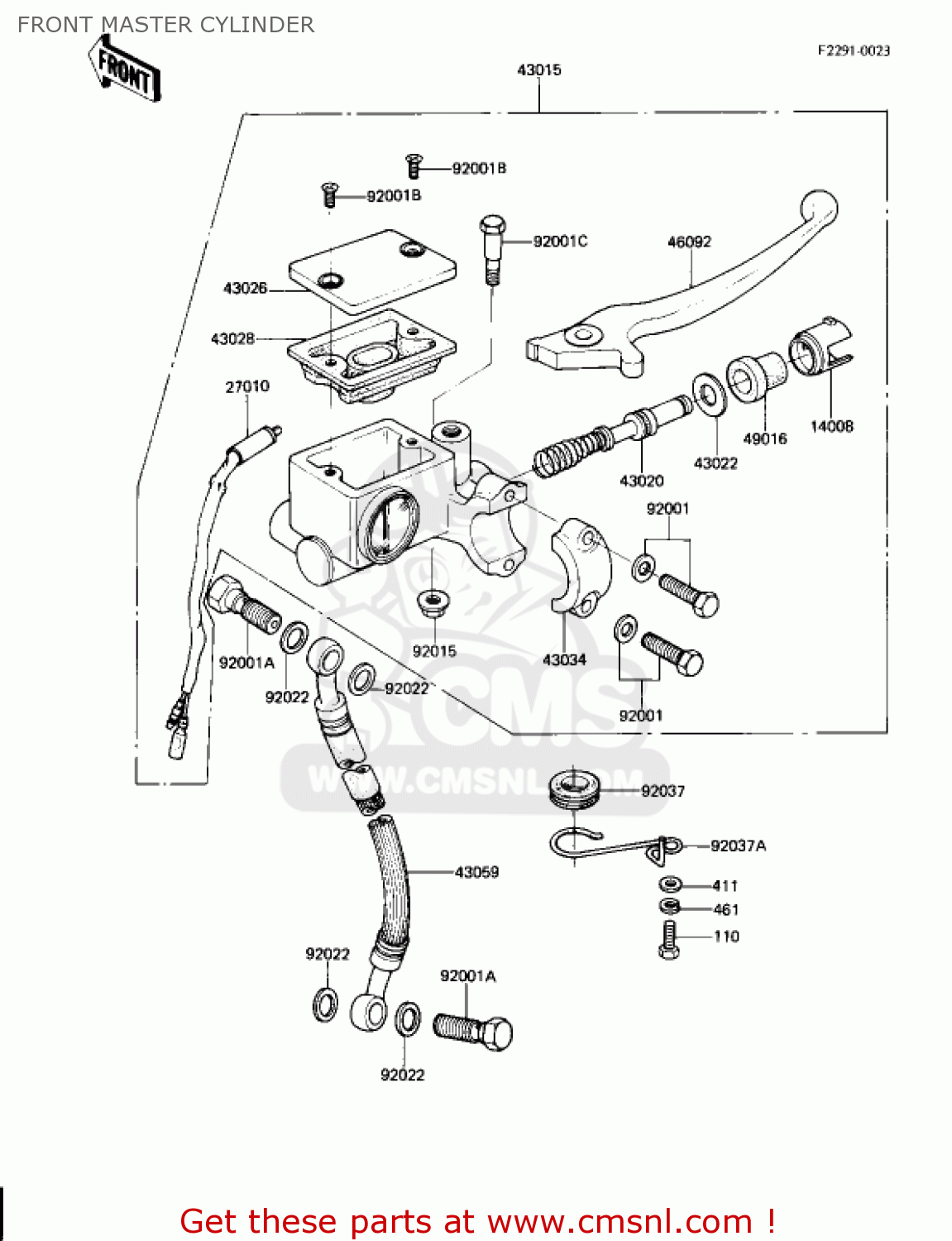 FRONT MASTER CYLINDER AR80A1 1982 USA