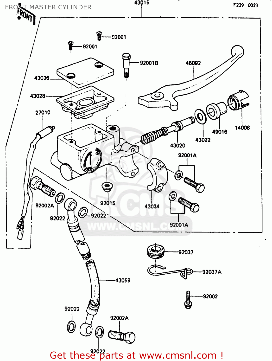 FRONT MASTER CYLINDER AR80C2 1984 USA / MPH