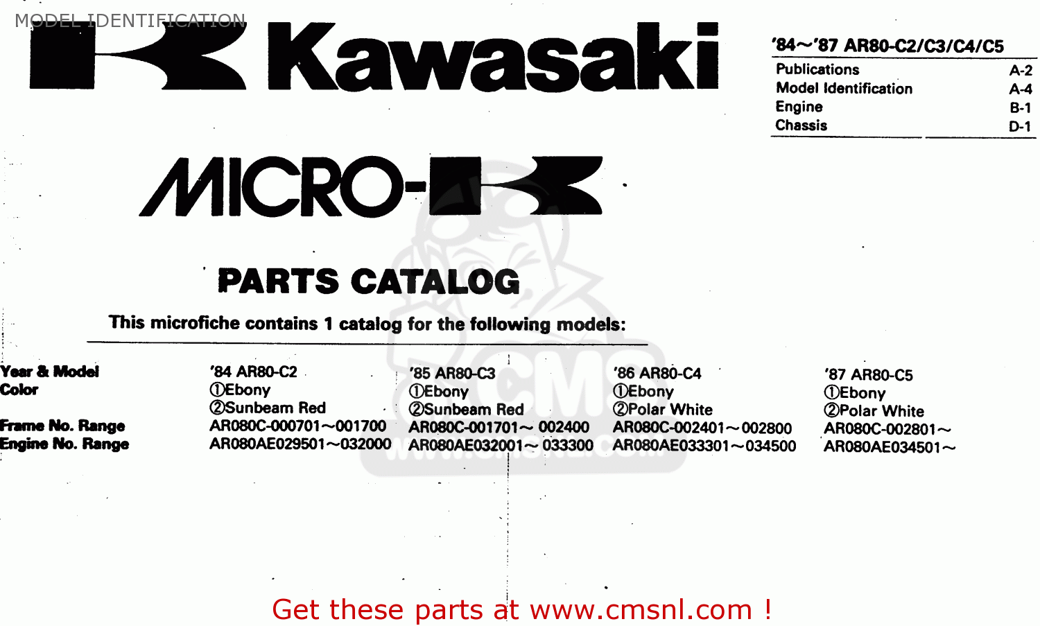 MODEL IDENTIFICATION AR80C3 1985 USA / MPH