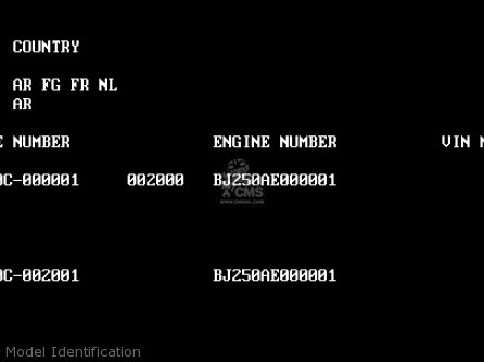Model Identification - BJ250C3 ESTRELLA 1997 AUSTRIA