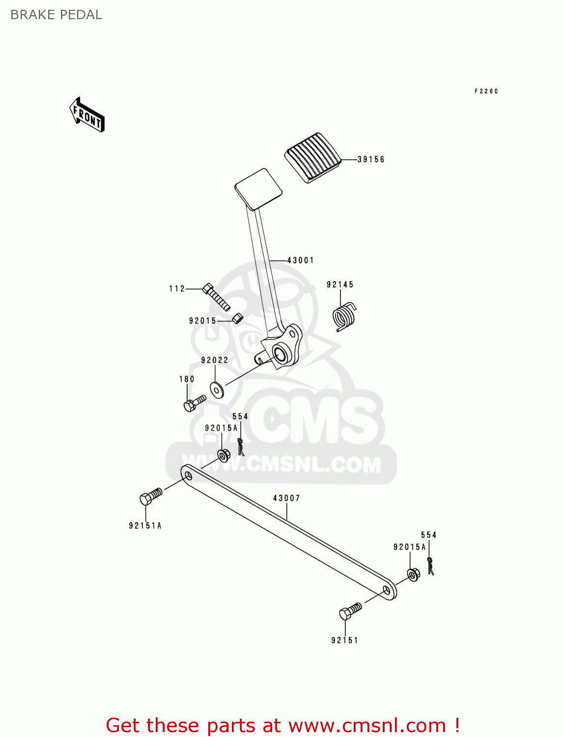 BRAKE PEDAL BN125A1 ELIMINATOR 1998 EUROPE UK FR AR FG GR NR SD SP ST