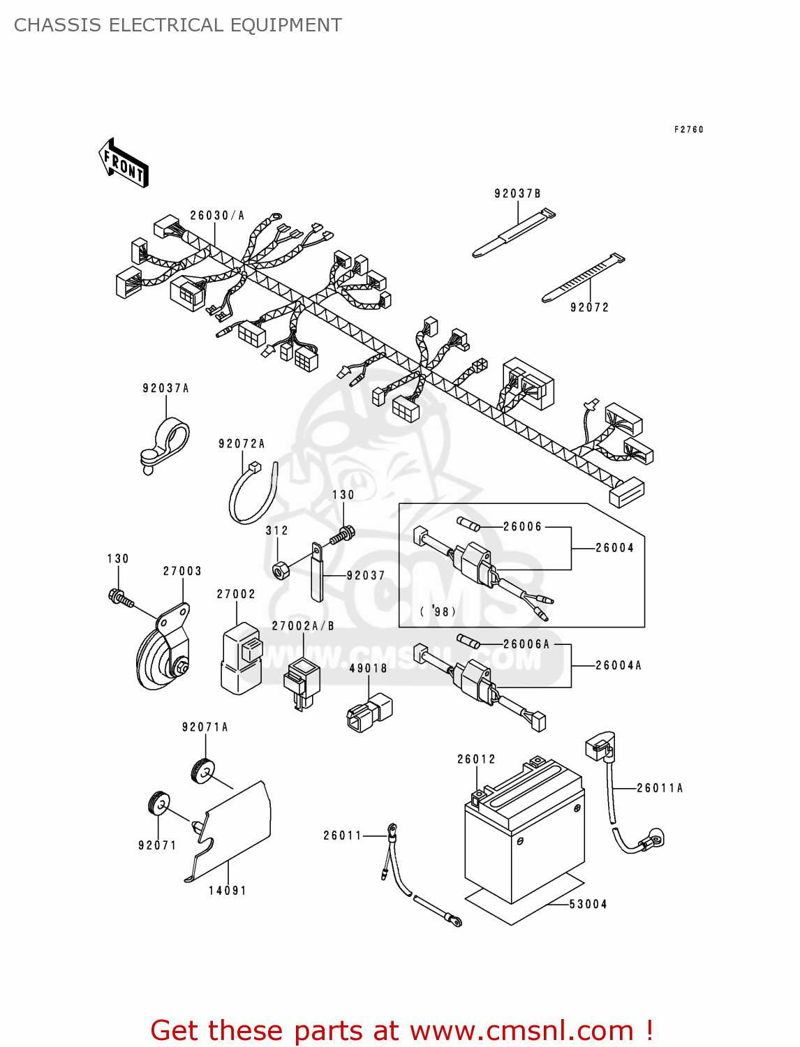 CHASSIS ELECTRICAL EQUIPMENT BN125A1 ELIMINATOR 1998 EUROPE UK FR AR FG GR NR SD SP ST