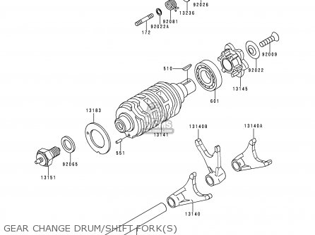 GEAR CHANGE DRUM/SHIFT FORK(S) - BN125A1 ELIMINATOR 1998 EUROPE UK FR AR FG GR NR SD SP ST