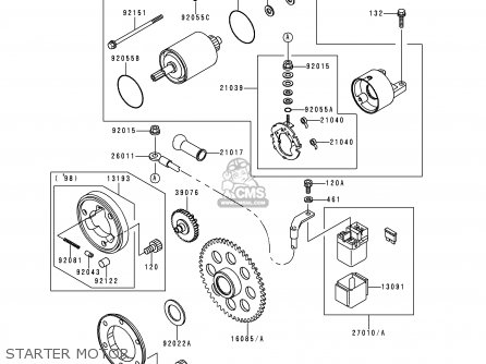 STARTER MOTOR - BN125A1 ELIMINATOR 1998 EUROPE UK FR AR FG GR NR SD SP ST