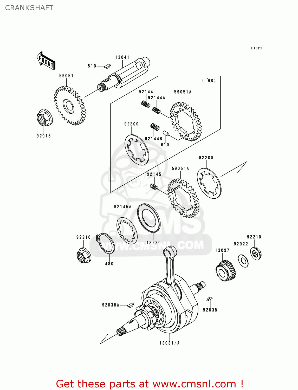 CRANKSHAFT BN125A2 ELIMINATOR 1999 EUROPE UK FR AR FG GR NR SD SP ST