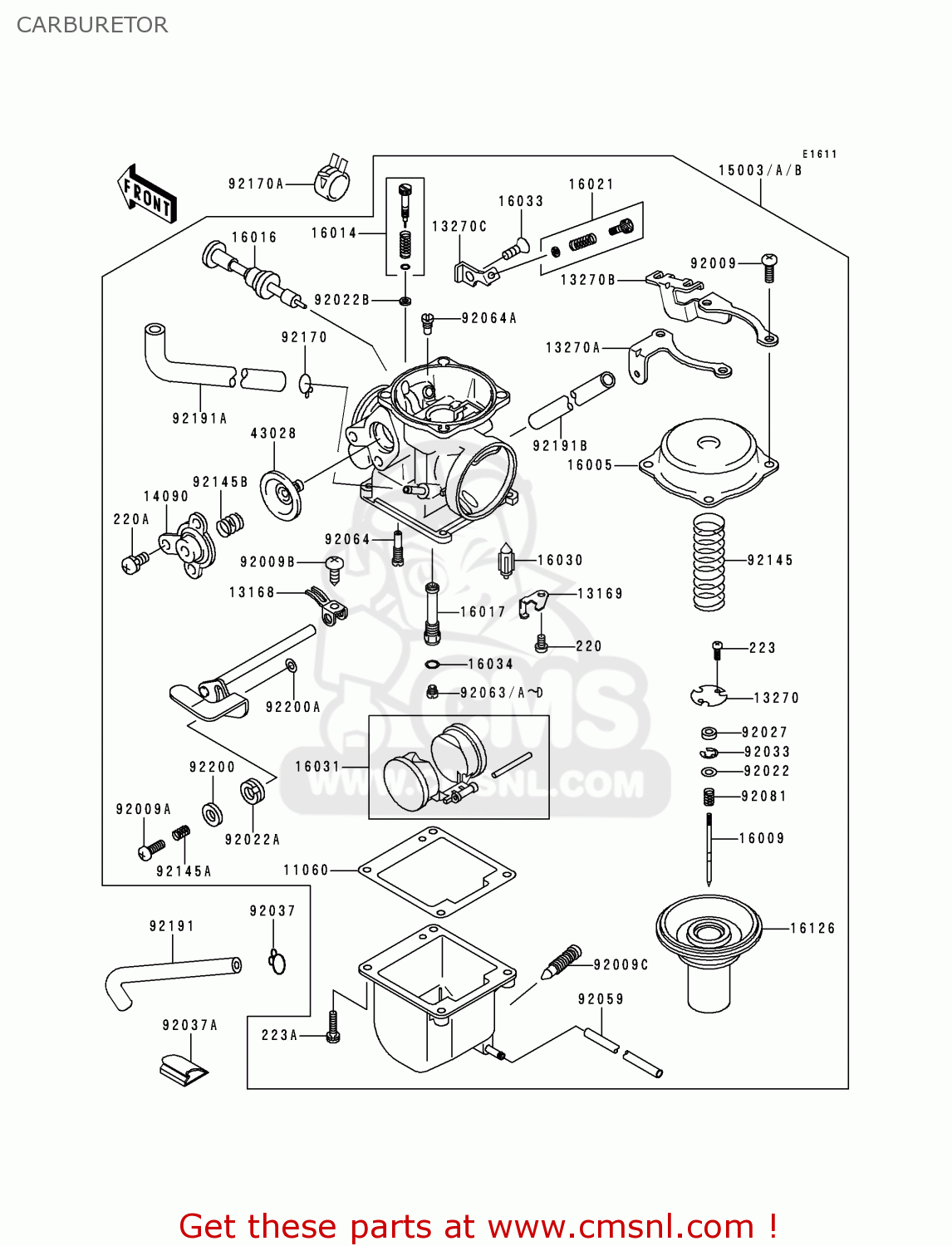 CARBURETOR BN125A2 ELIMINATOR 1999 EUROPE UK FR AR FG GR NR SD SP ST