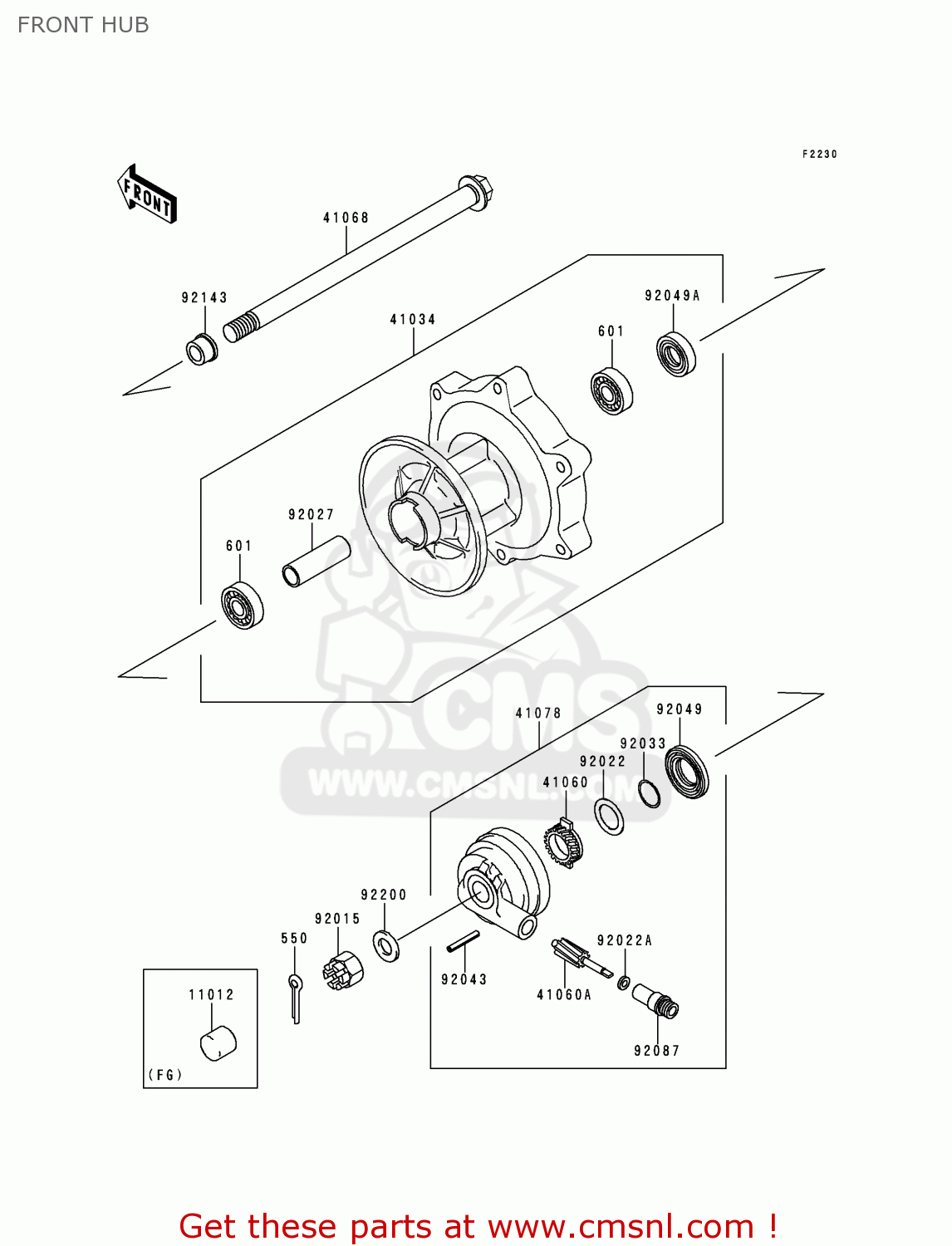FRONT HUB BN125A2 ELIMINATOR 1999 EUROPE UK FR AR FG GR NR SD SP ST