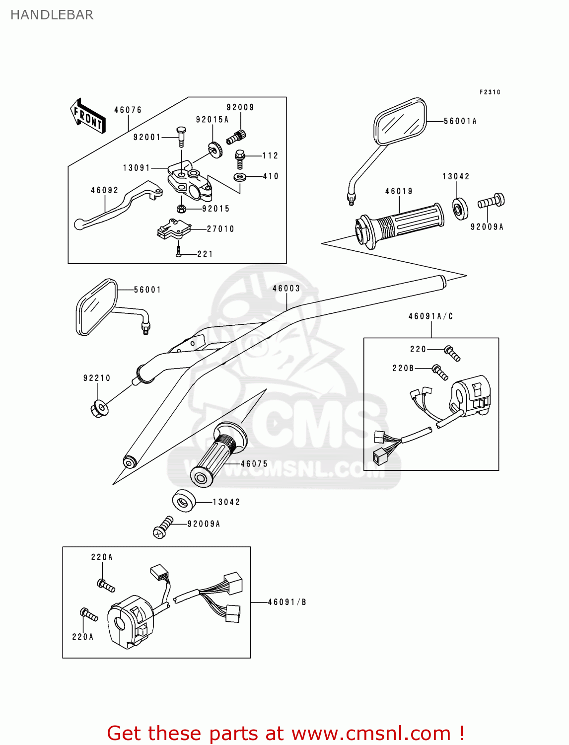 HANDLEBAR BN125A2 ELIMINATOR 1999 EUROPE UK FR AR FG GR NR SD SP ST