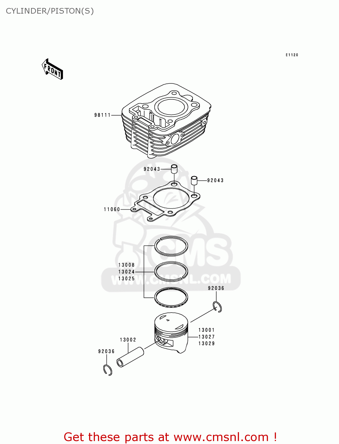 CYLINDER/PISTON(S) BN125A3 ELIMINATOR 2000 EUROPE UK FR NR