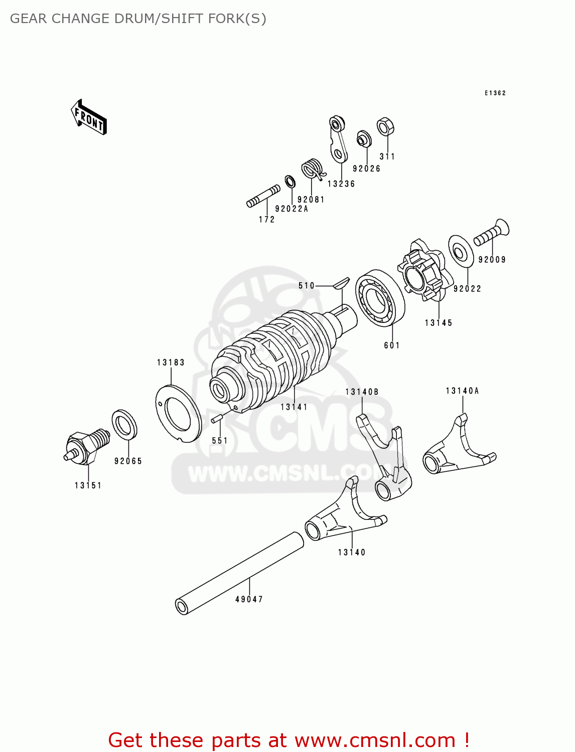 GEAR CHANGE DRUM/SHIFT FORK(S) BN125A3 ELIMINATOR 2000 EUROPE UK FR NR