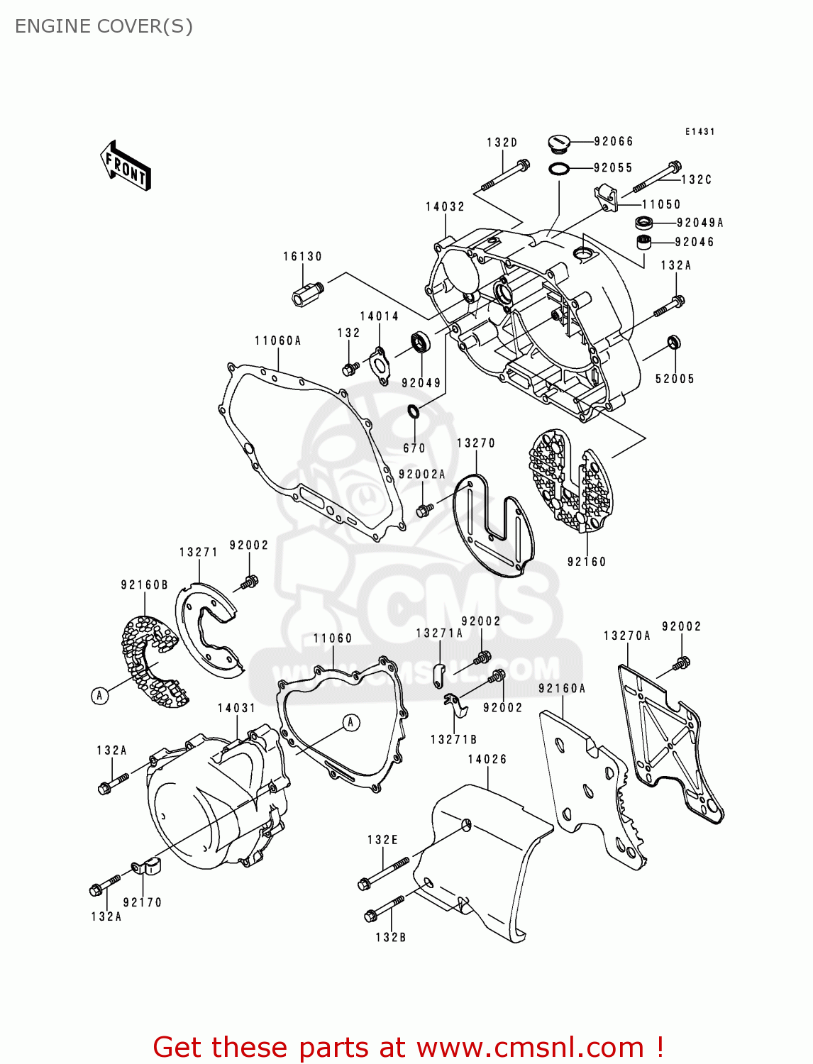 ENGINE COVER(S) BN125A3 ELIMINATOR 2000 EUROPE UK FR NR