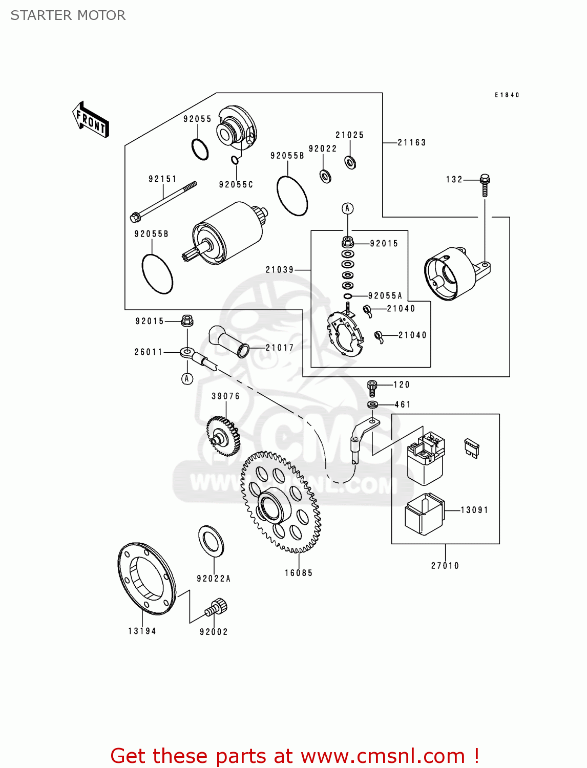 STARTER MOTOR BN125A3 ELIMINATOR 2000 EUROPE UK FR NR
