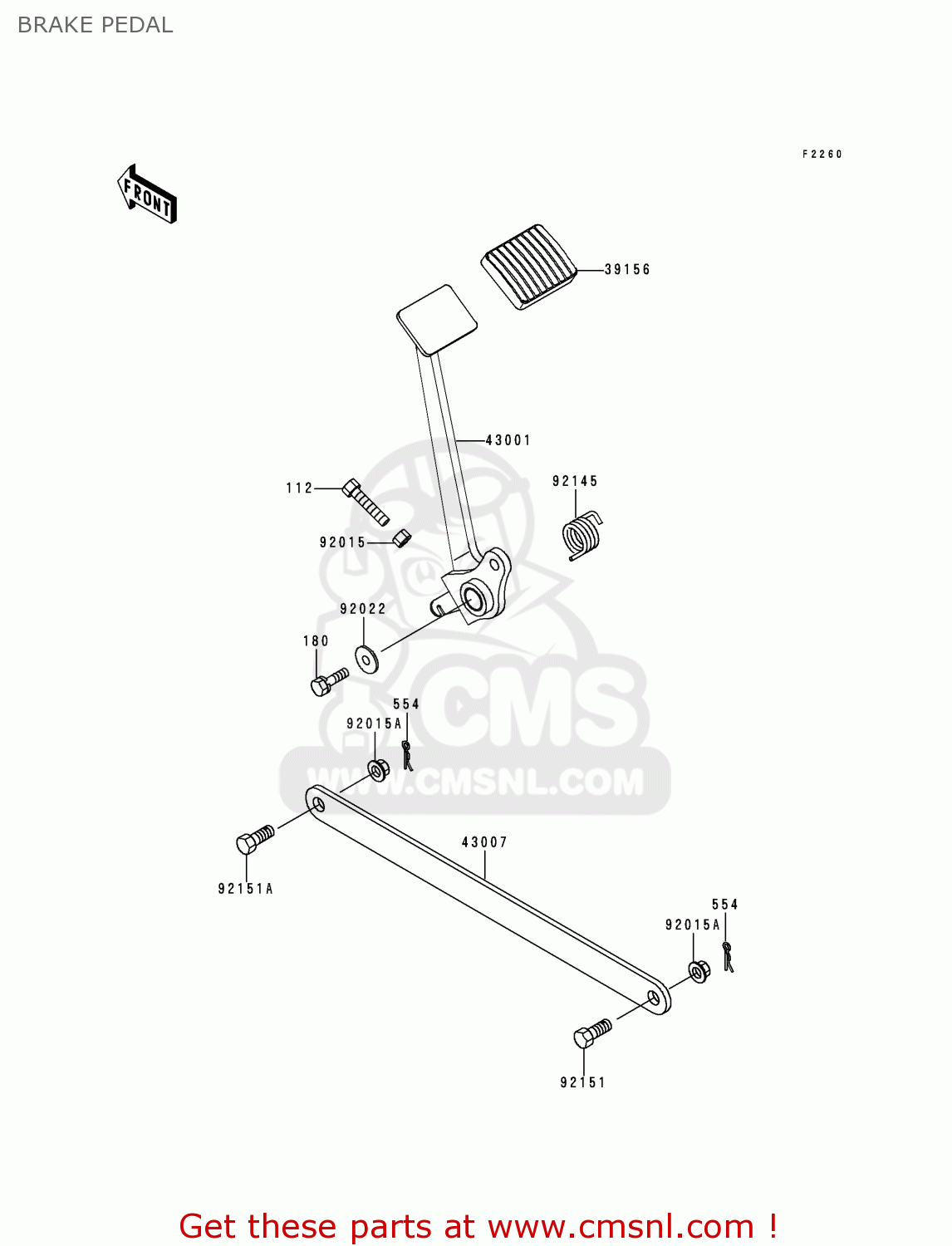 BRAKE PEDAL BN125A3 ELIMINATOR 2000 EUROPE UK FR NR