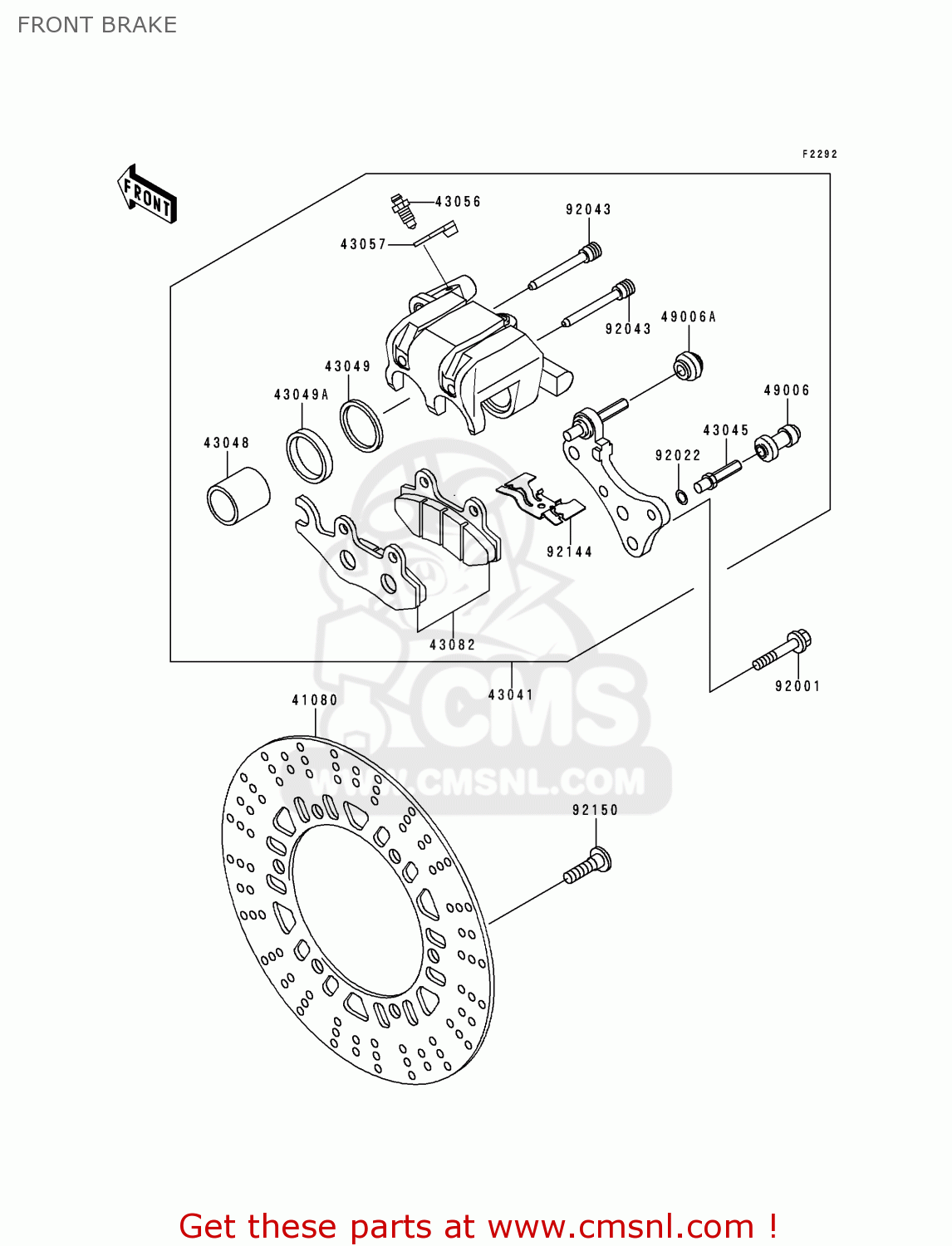 FRONT BRAKE BN125A3 ELIMINATOR 2000 EUROPE UK FR NR