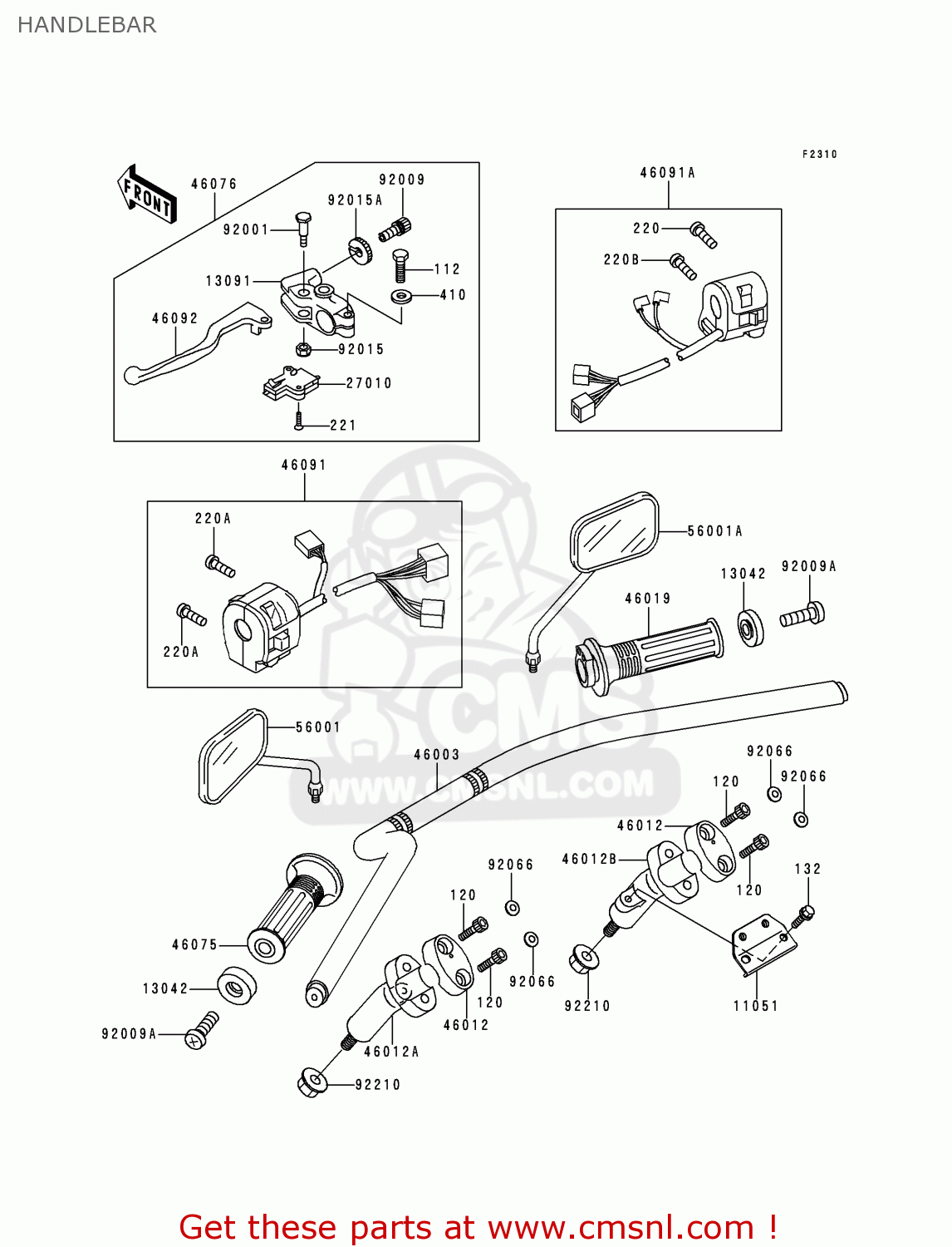 HANDLEBAR BN125A3 ELIMINATOR 2000 EUROPE UK FR NR