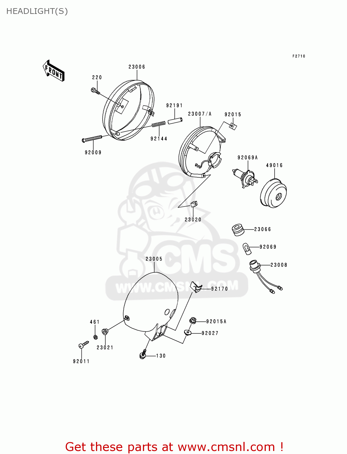 HEADLIGHT(S) BN125A3 ELIMINATOR 2000 EUROPE UK FR NR