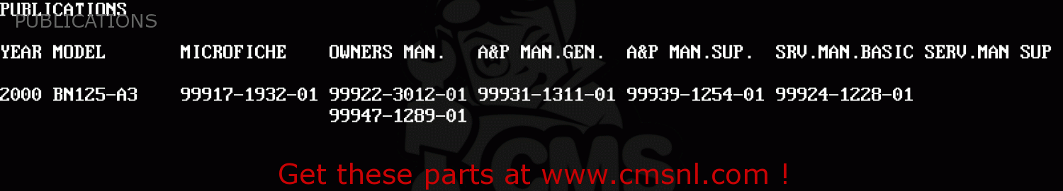 PUBLICATIONS BN125A3 ELIMINATOR 2000 EUROPE UK FR NR