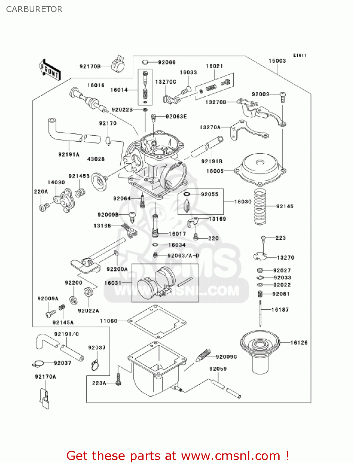 CARBURETOR BN125A4 ELIMINATOR 2001 USA CANADA